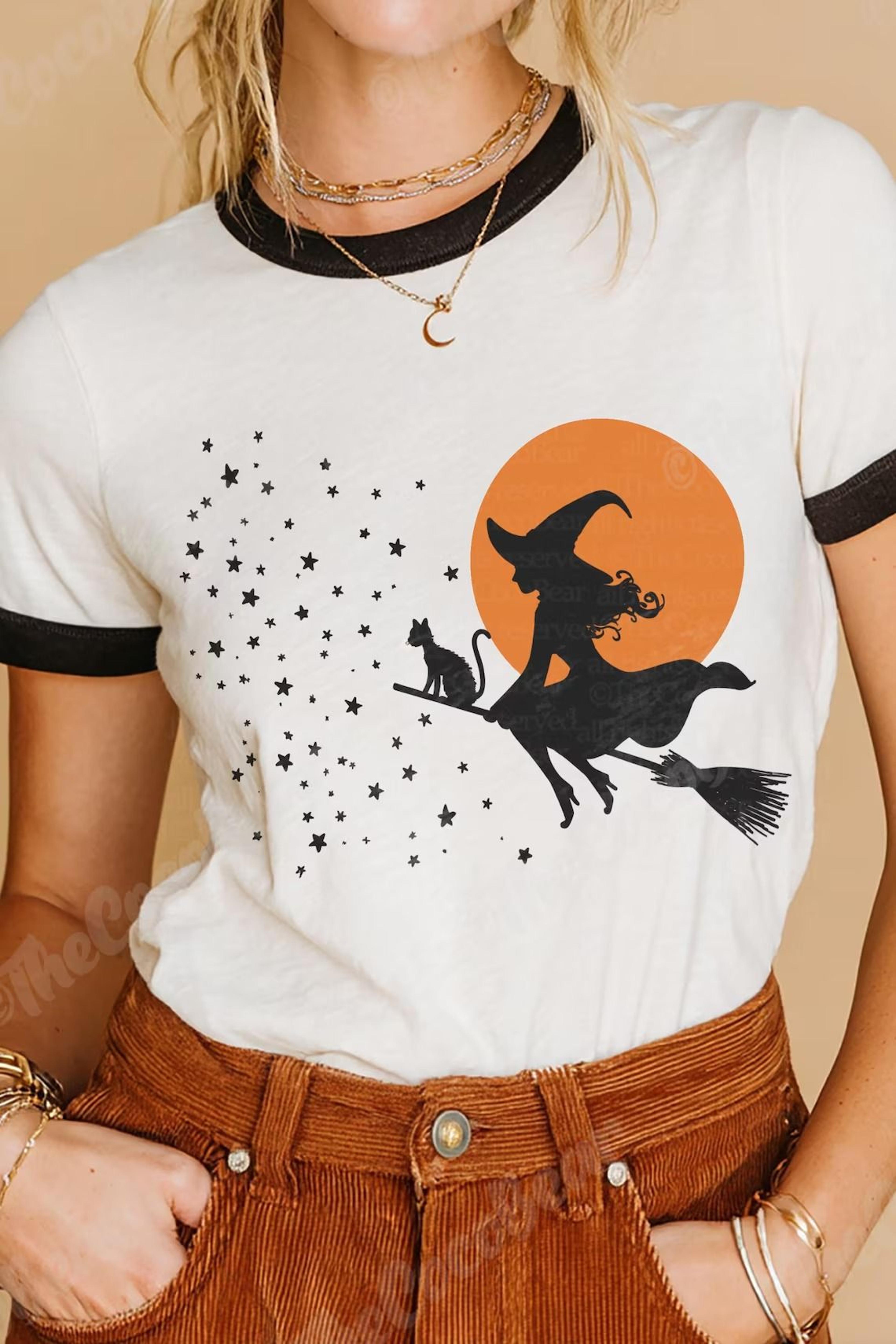vintage witch halloween shirt retro spooky season tee cute witchy graphic ringer t shirt fall halloween outfit