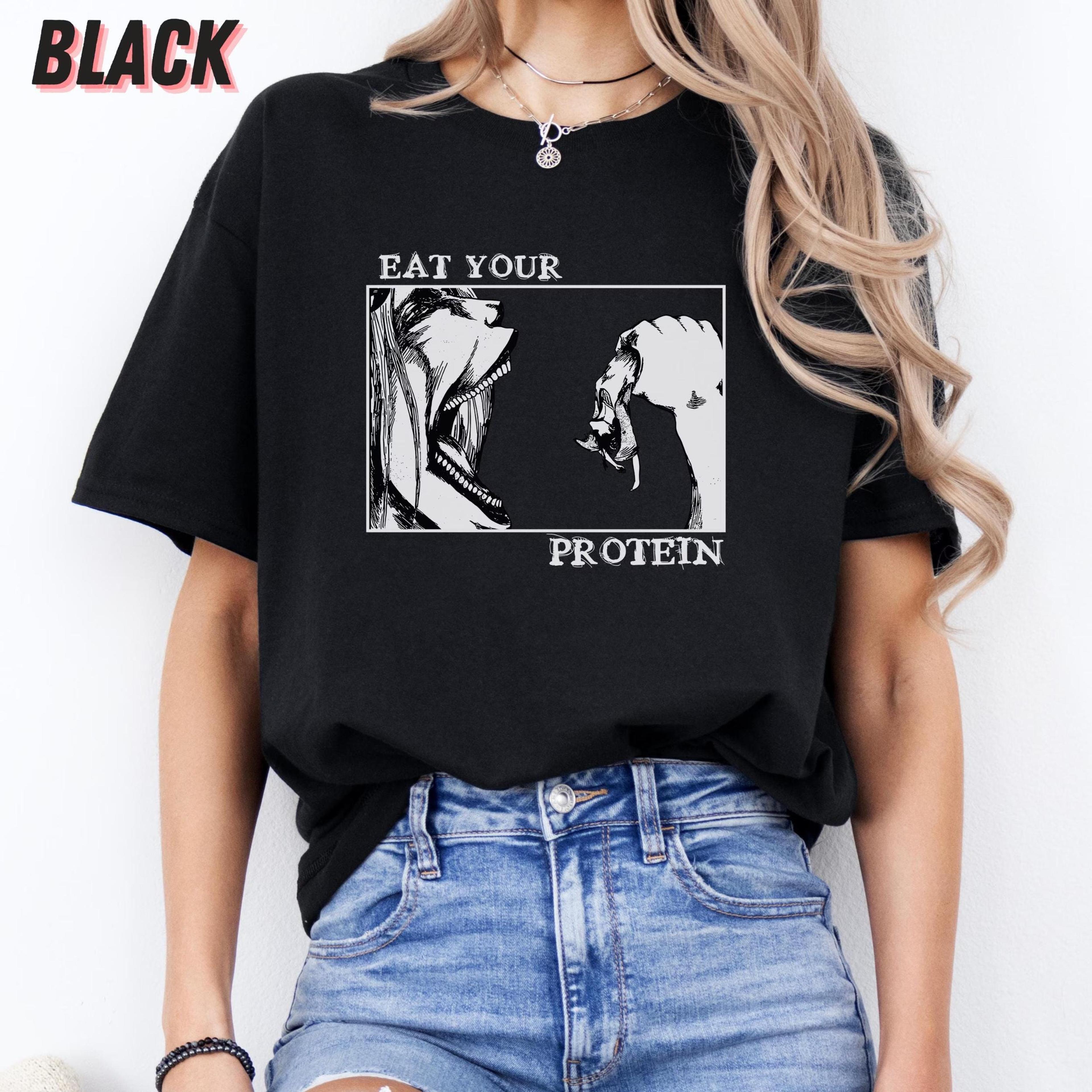 eat your protein anime gym t-shirt | attack on titan workout tee