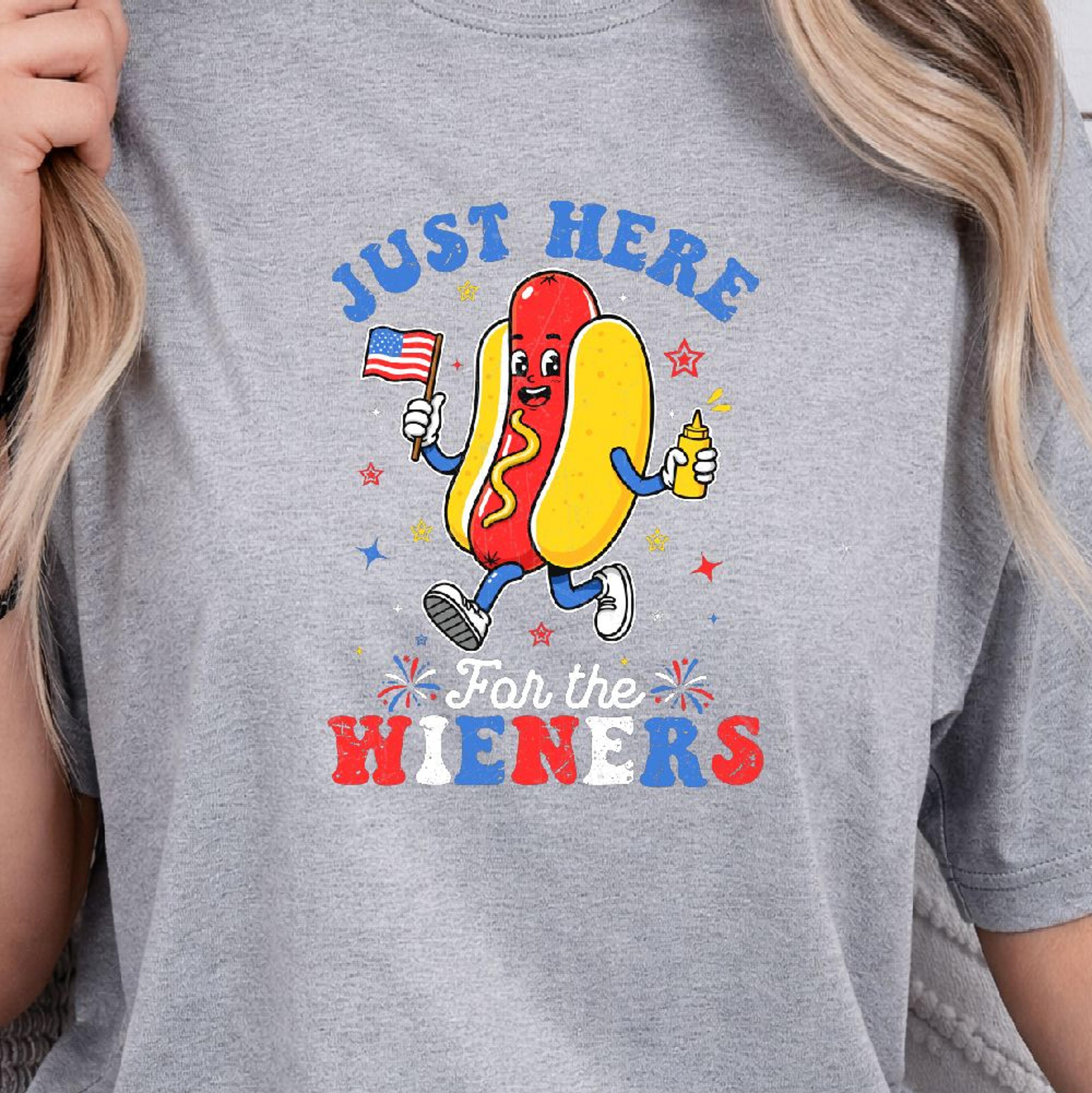 funny 4th of july hotdog patriotic graphic t-shirt | independence day bbq tee