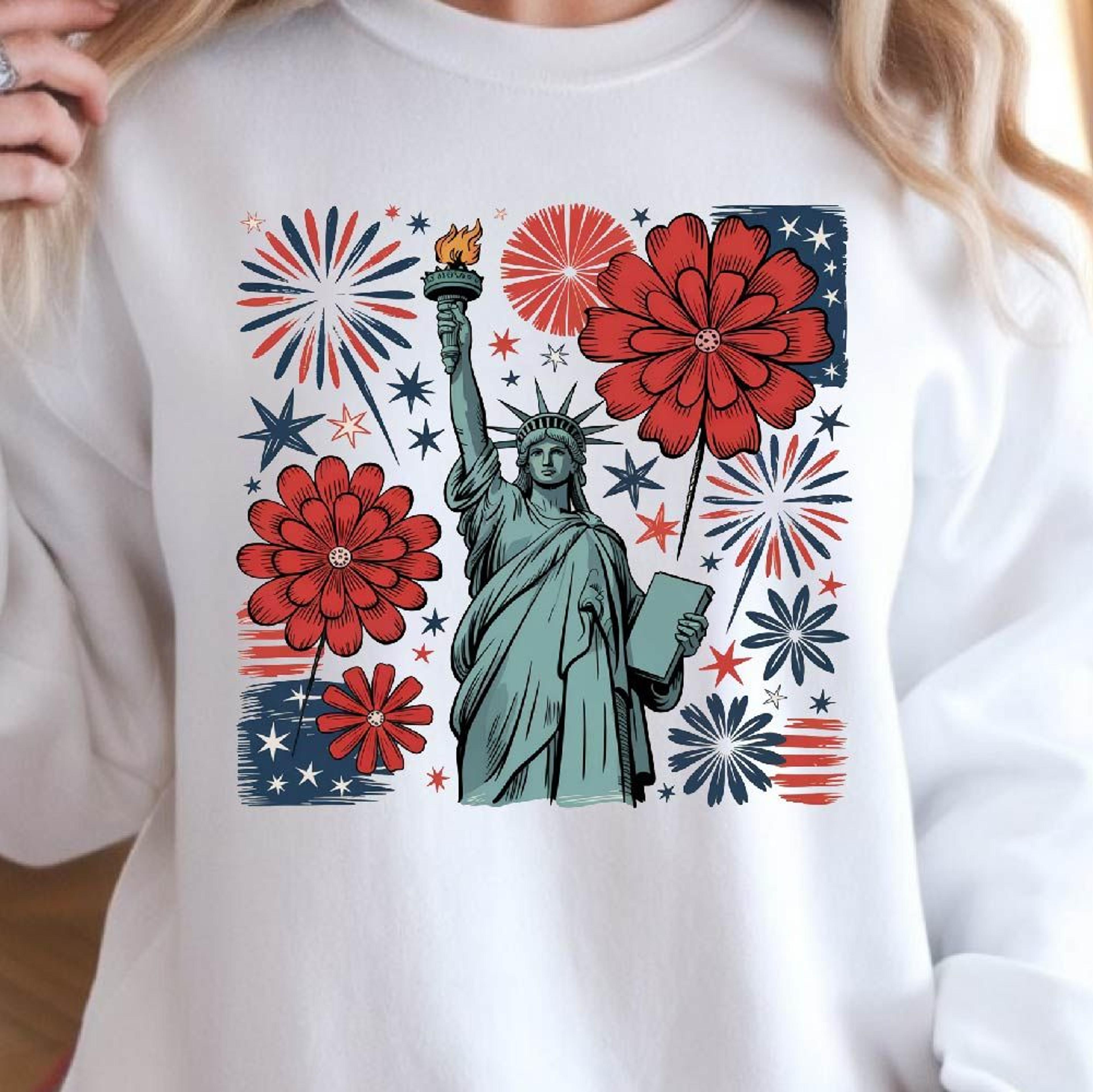4th of july statue of liberty america graphic tee