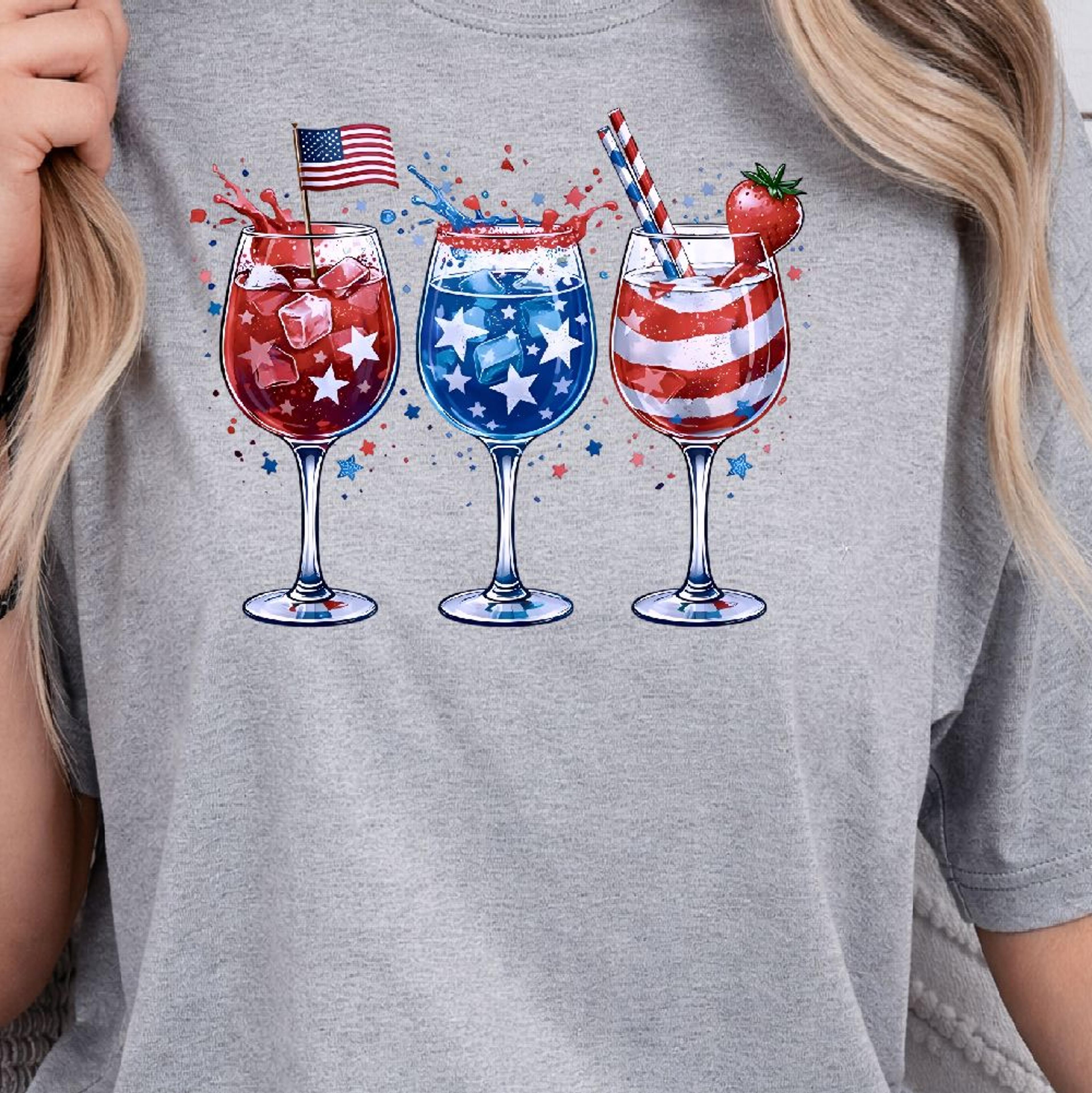 patriotic 4th of july wine glasses set – american flag holiday drinkware gift