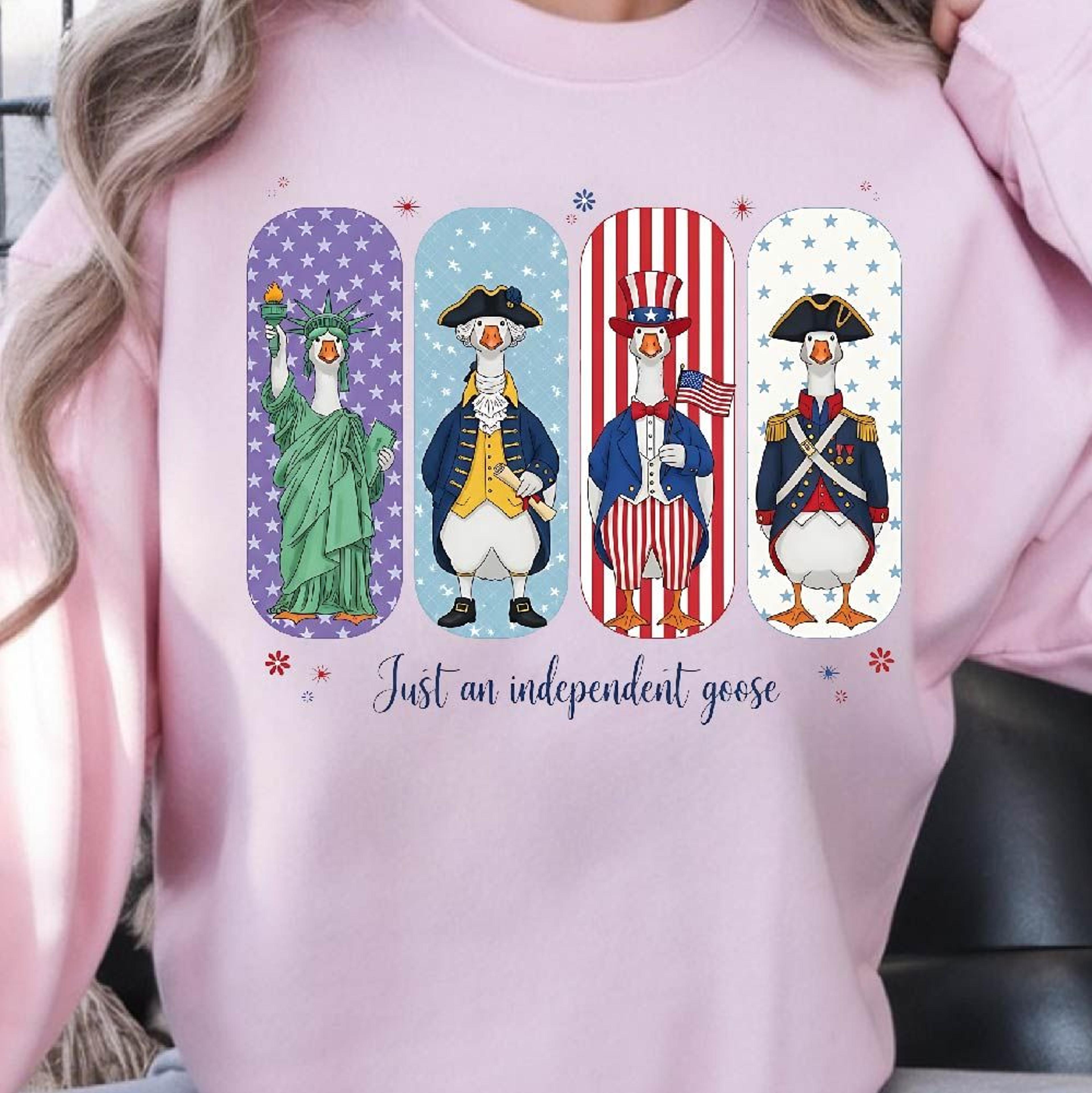 patriotic goose 4th of july graphic tee