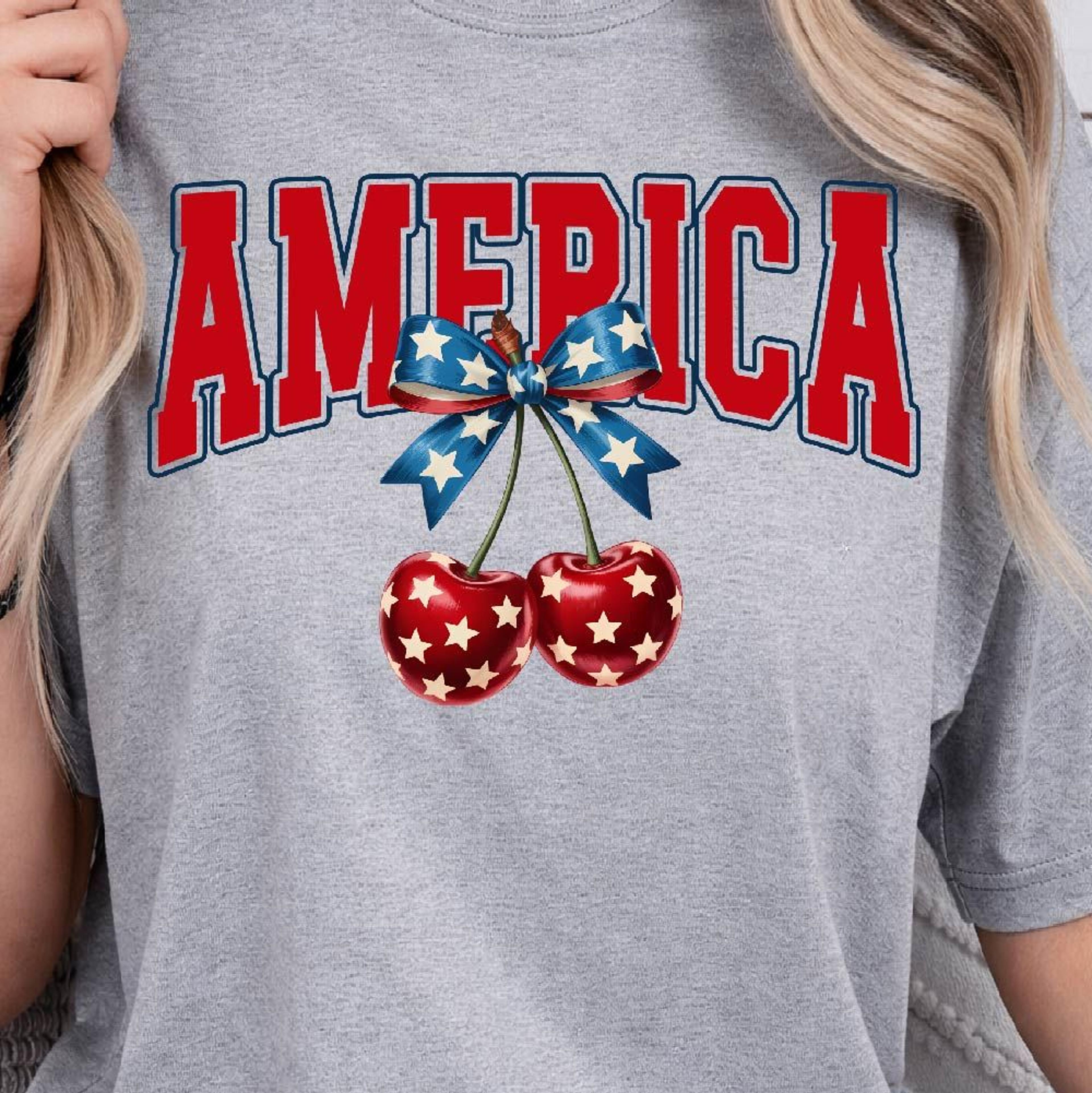 4th of july america cherry coquette graphic tee
