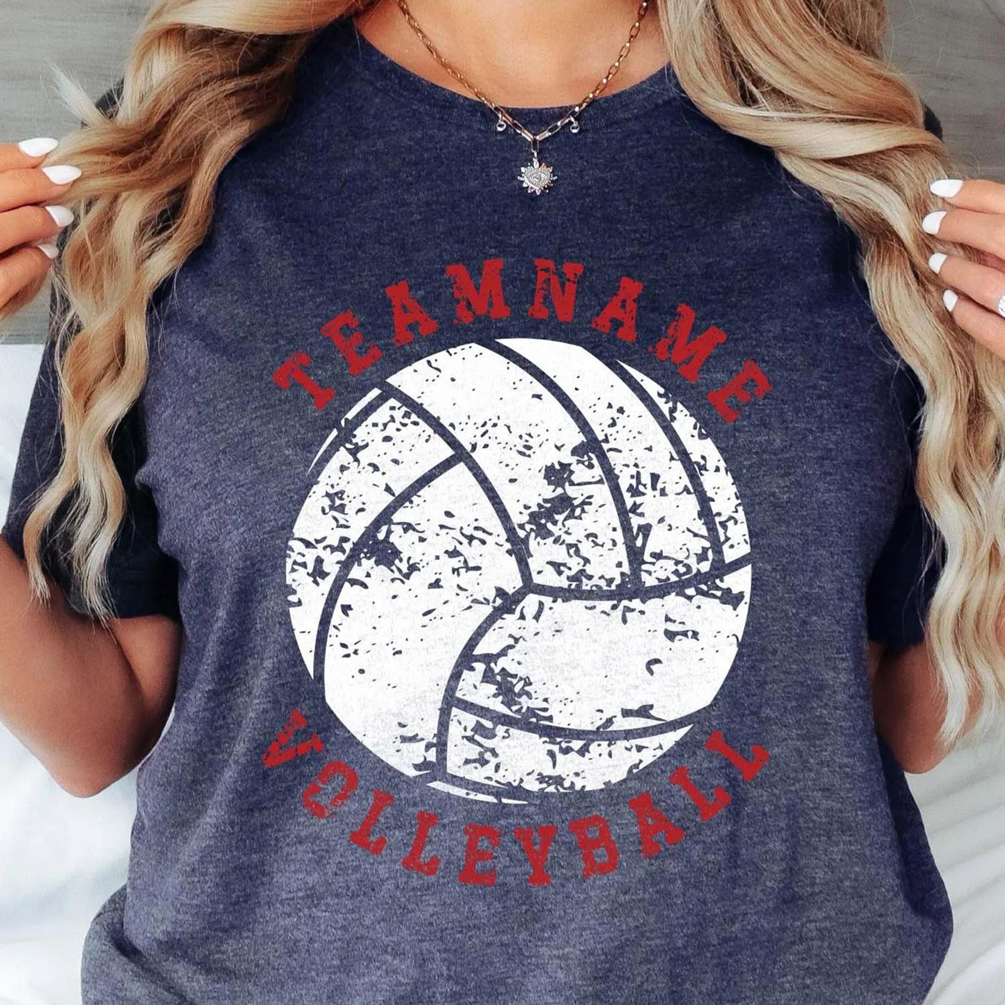 distressed team name volleyball graphic tee, high school volleyball shirt, sports spirit wear