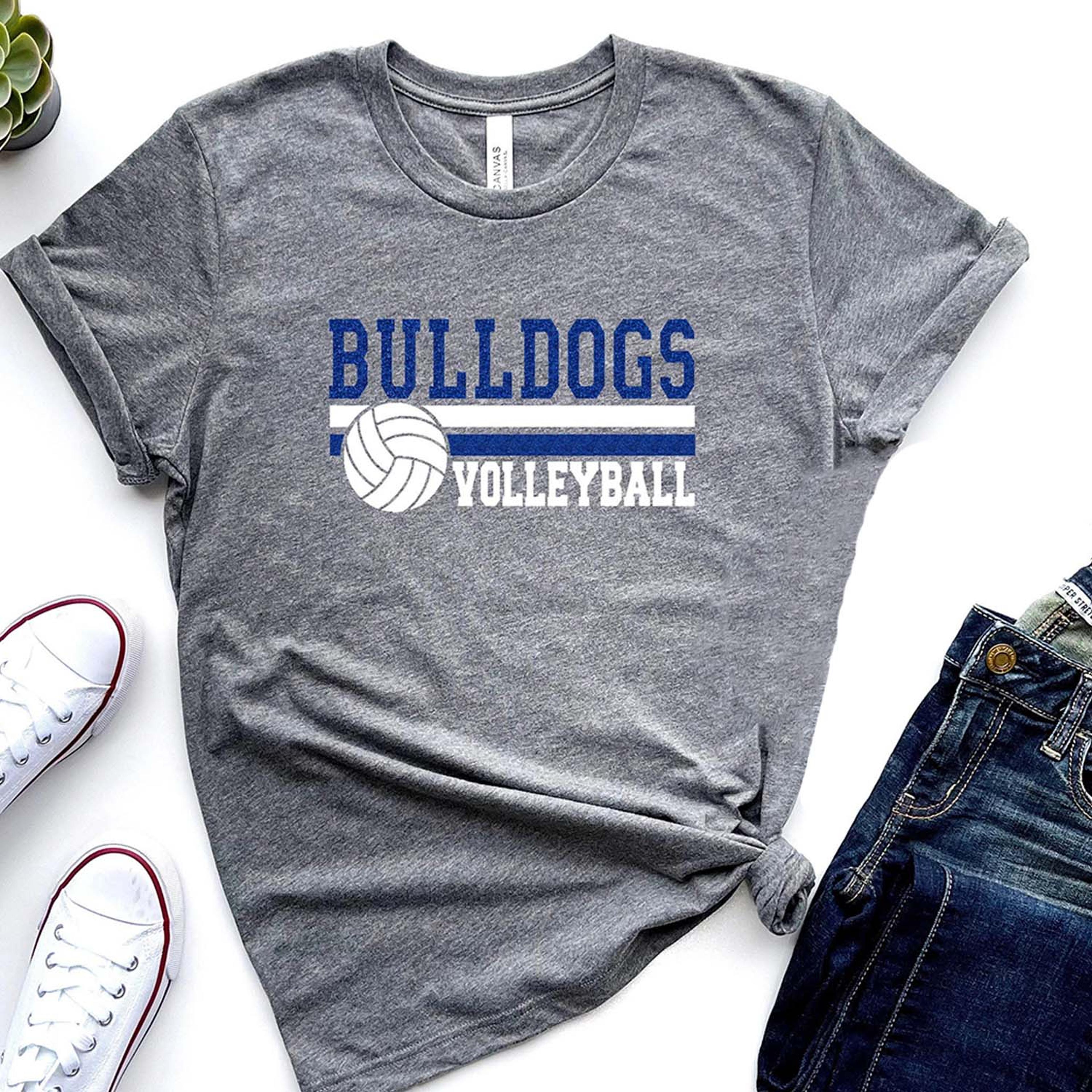 school mascot volleyball shirt, custom school spirit tee, bulldogs tigers chiefs volleyball shirt