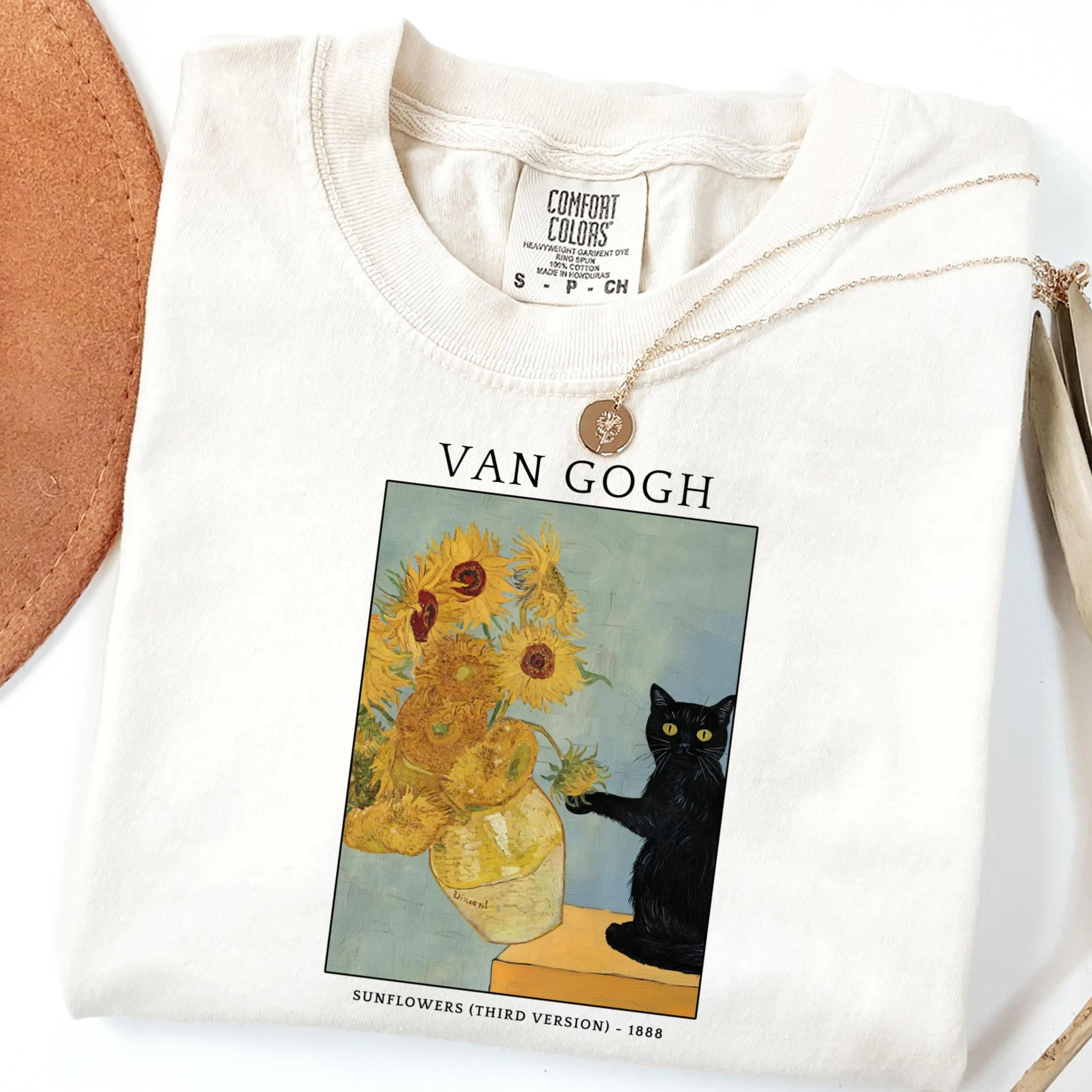 van gogh cat shirt | funny cat shirt | black cat artist graphic tee