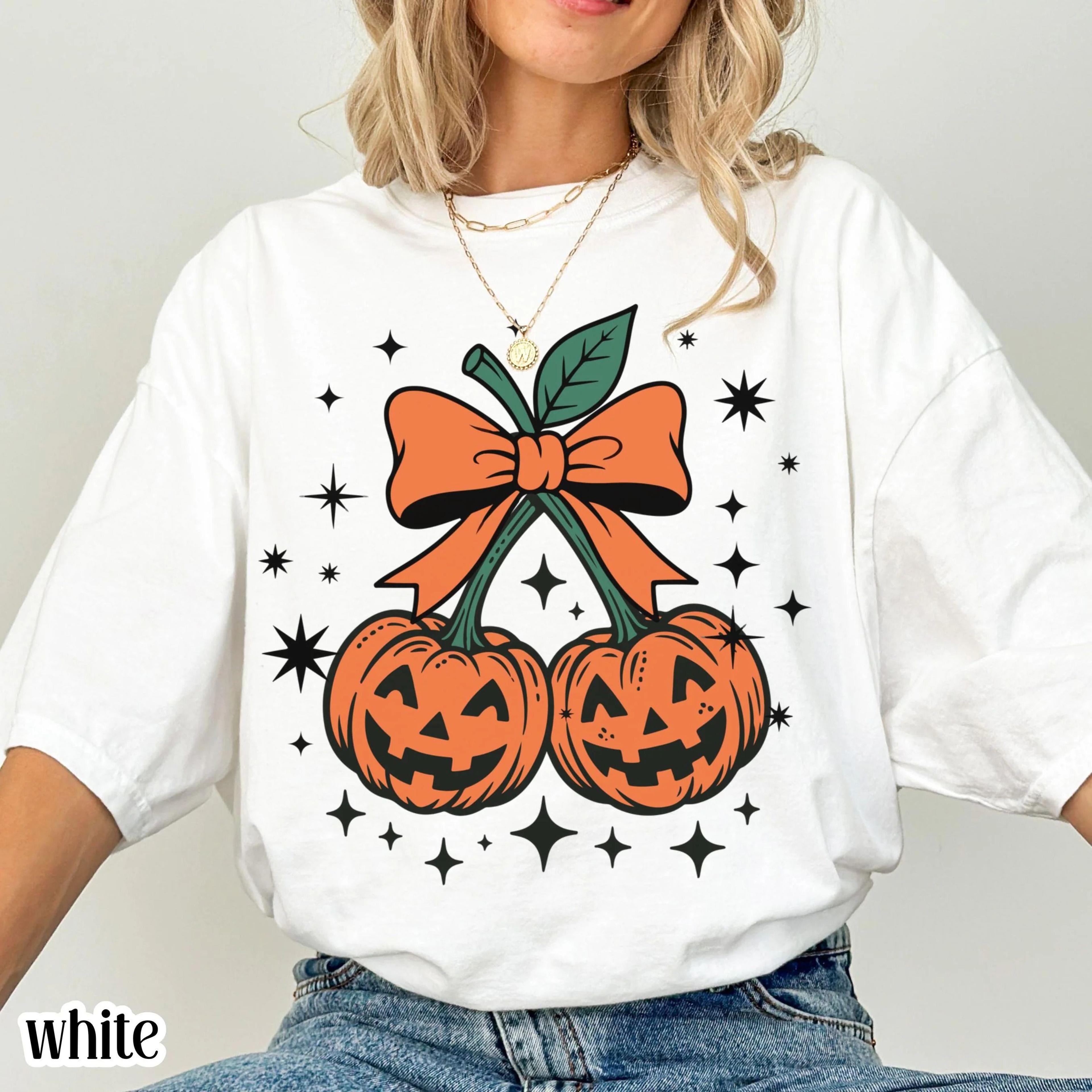pumpkin halloween fall shirt | jack o'lantern bow tee | retro spooky season graphic t-shirt
