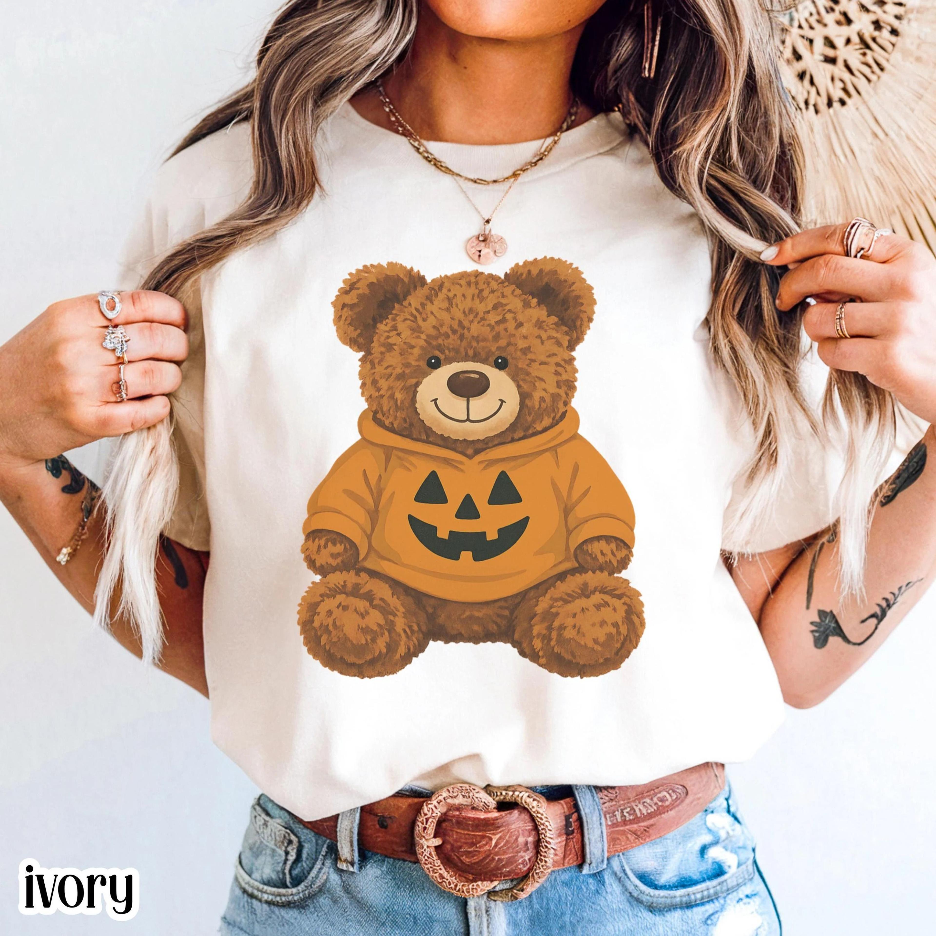 halloween teddy bear shirt | cute pumpkin bear tee | spooky season graphic t-shirt