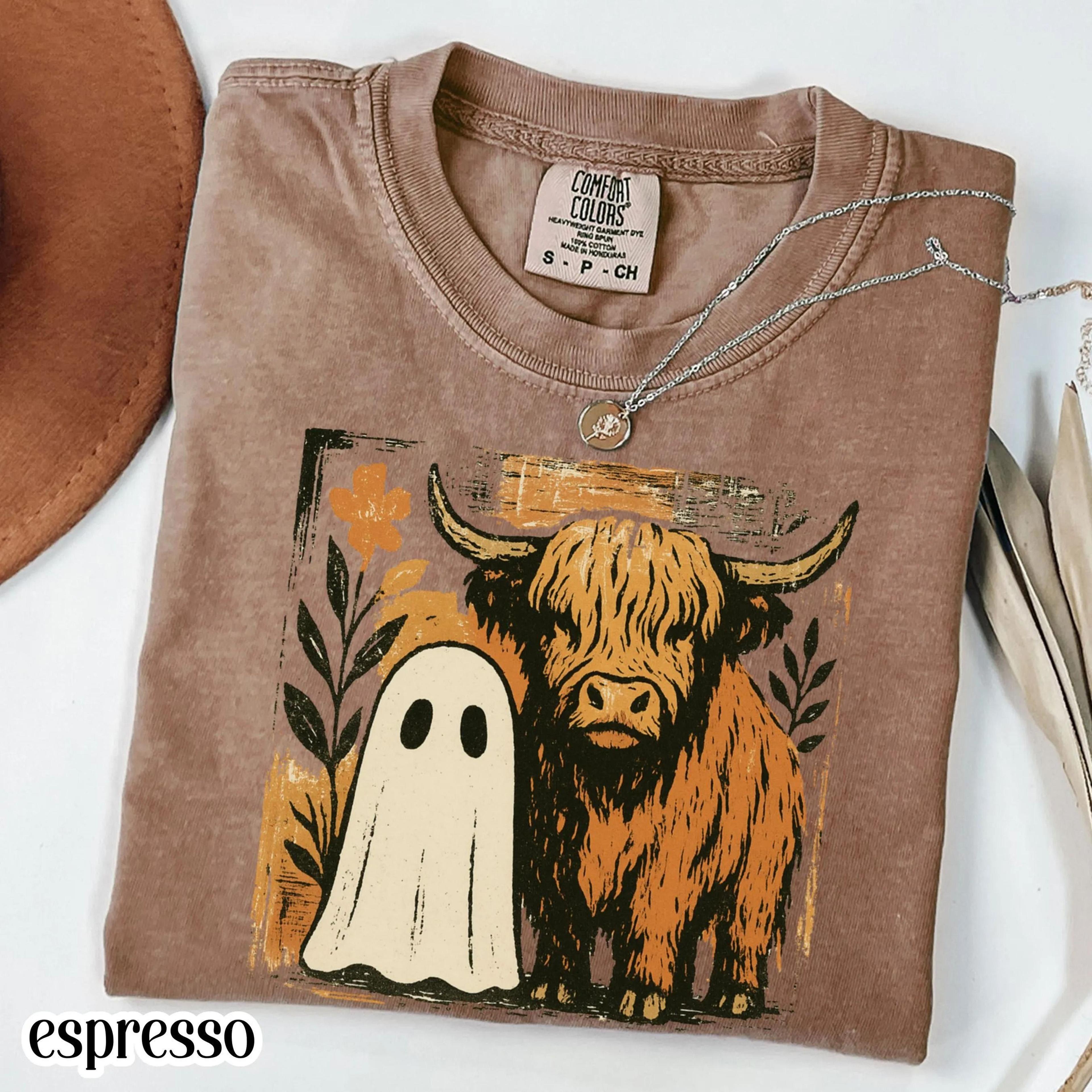 halloween ghost cow shirt | highland cattle fall tee | western spooky season graphic t-shirt