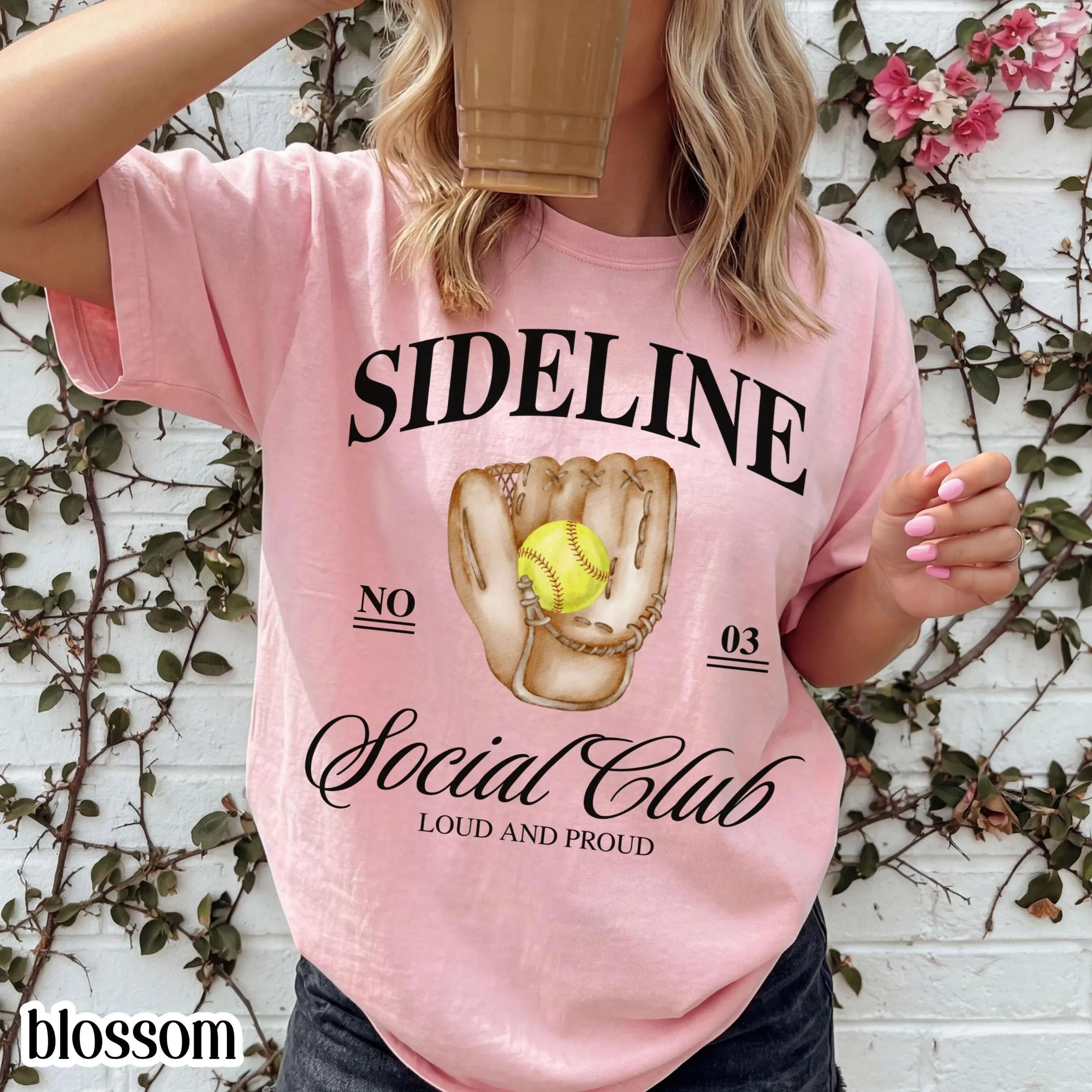 custom softball mom shirt | sideline social club tee | personalized softball family t-shirt