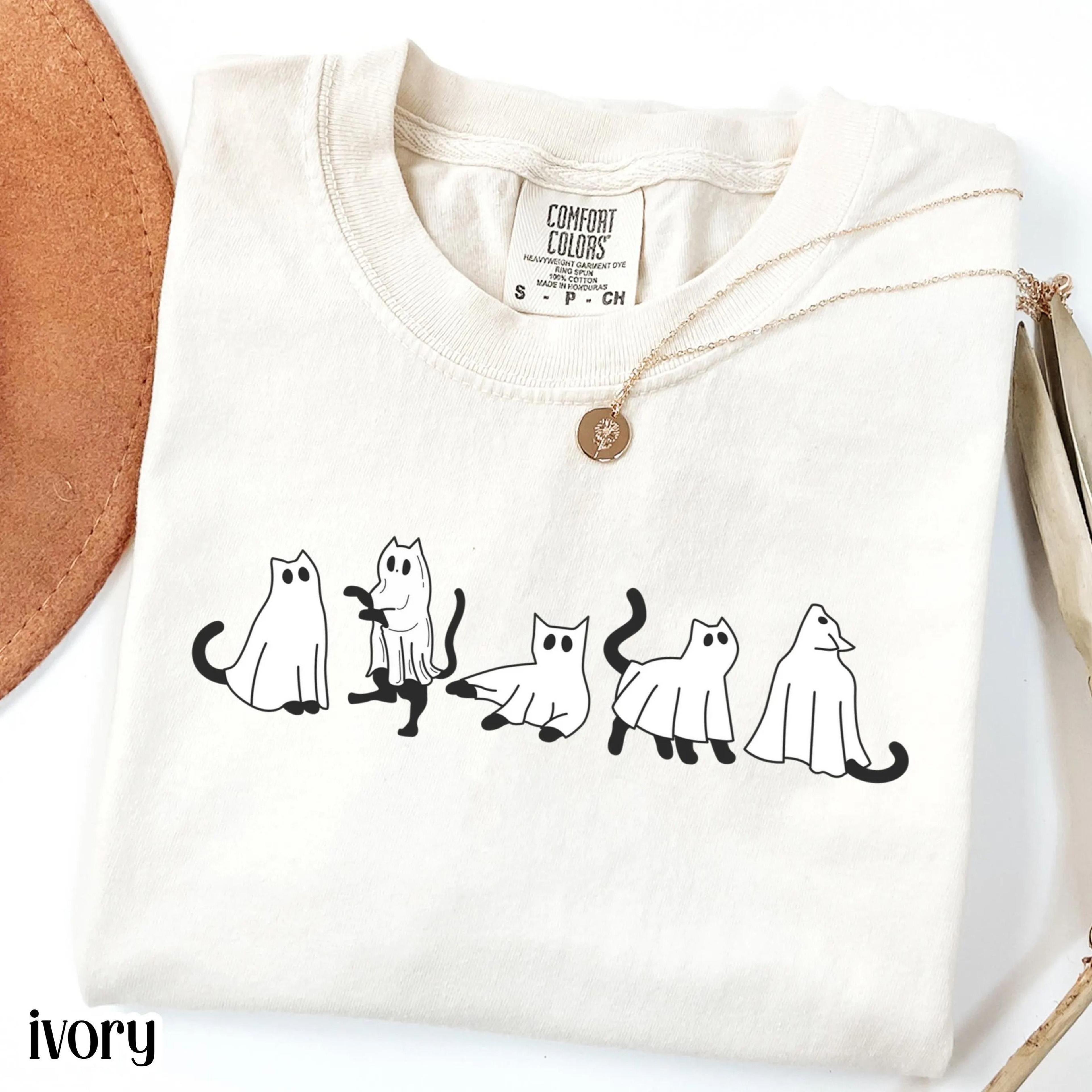 black cat ghost halloween shirt | cute ghost cat tee | spooky season fall graphic t-shirt