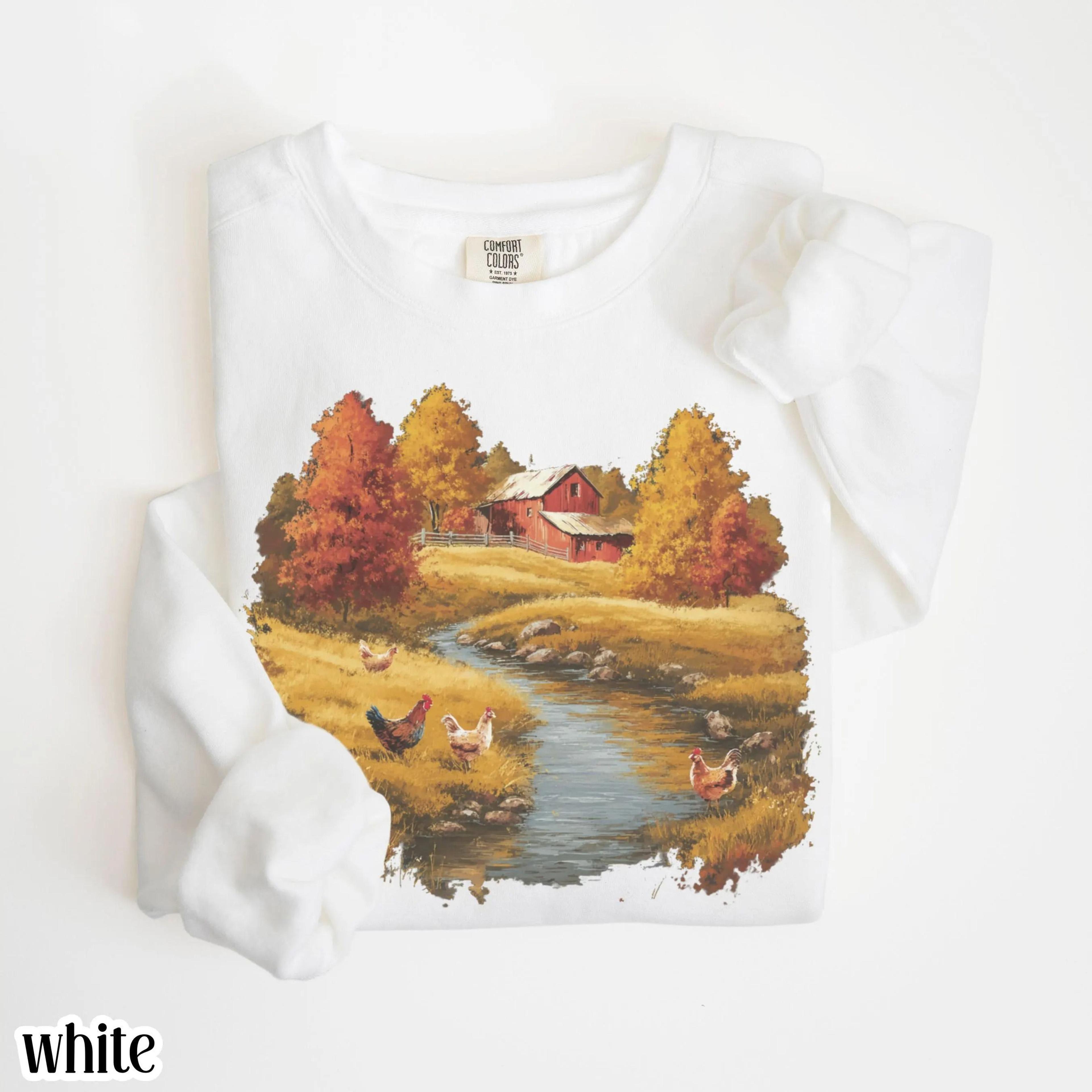 vintage chicken sweatshirt | 90s retro farm crewneck | cottagecore americana cozy sweater