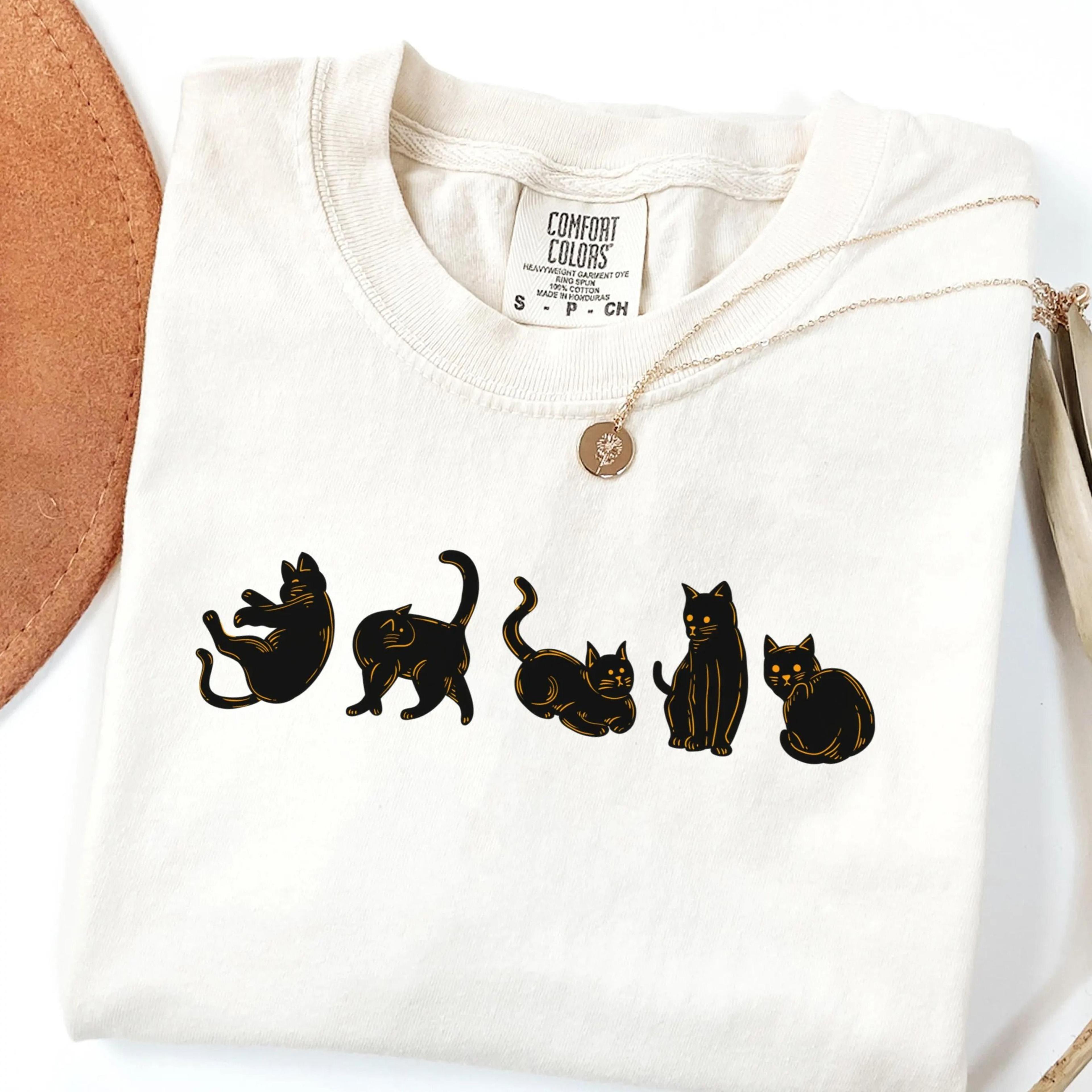 black cat halloween shirt | spooky season cat tee | cute fall graphic t-shirt