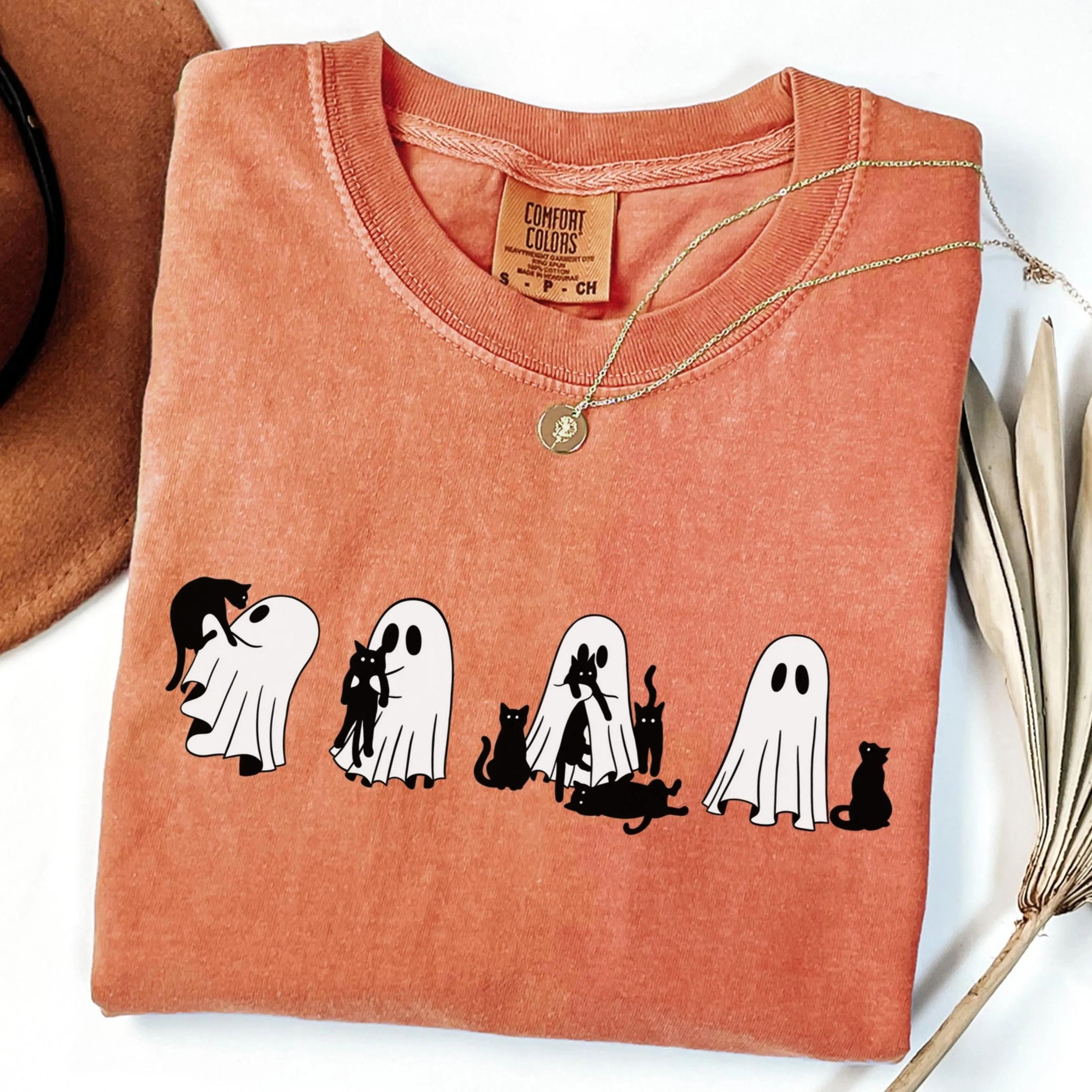halloween ghost cat shirt | cute black cat boo tee | spooky pumpkin fall graphic t-shirt