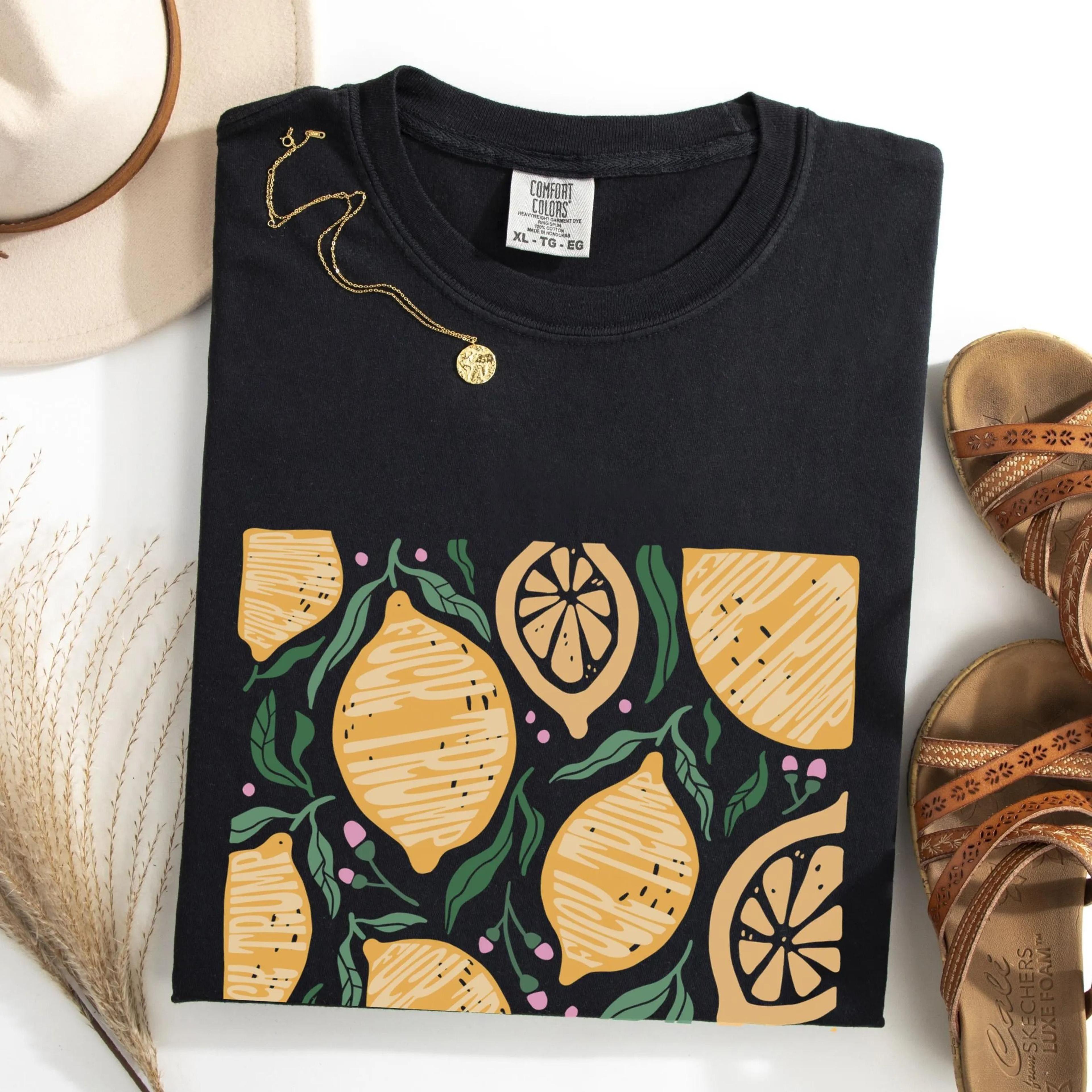 subtle anti-trump lemon shirt | floral comfort colors graphic tee | progressive statement t-shirt