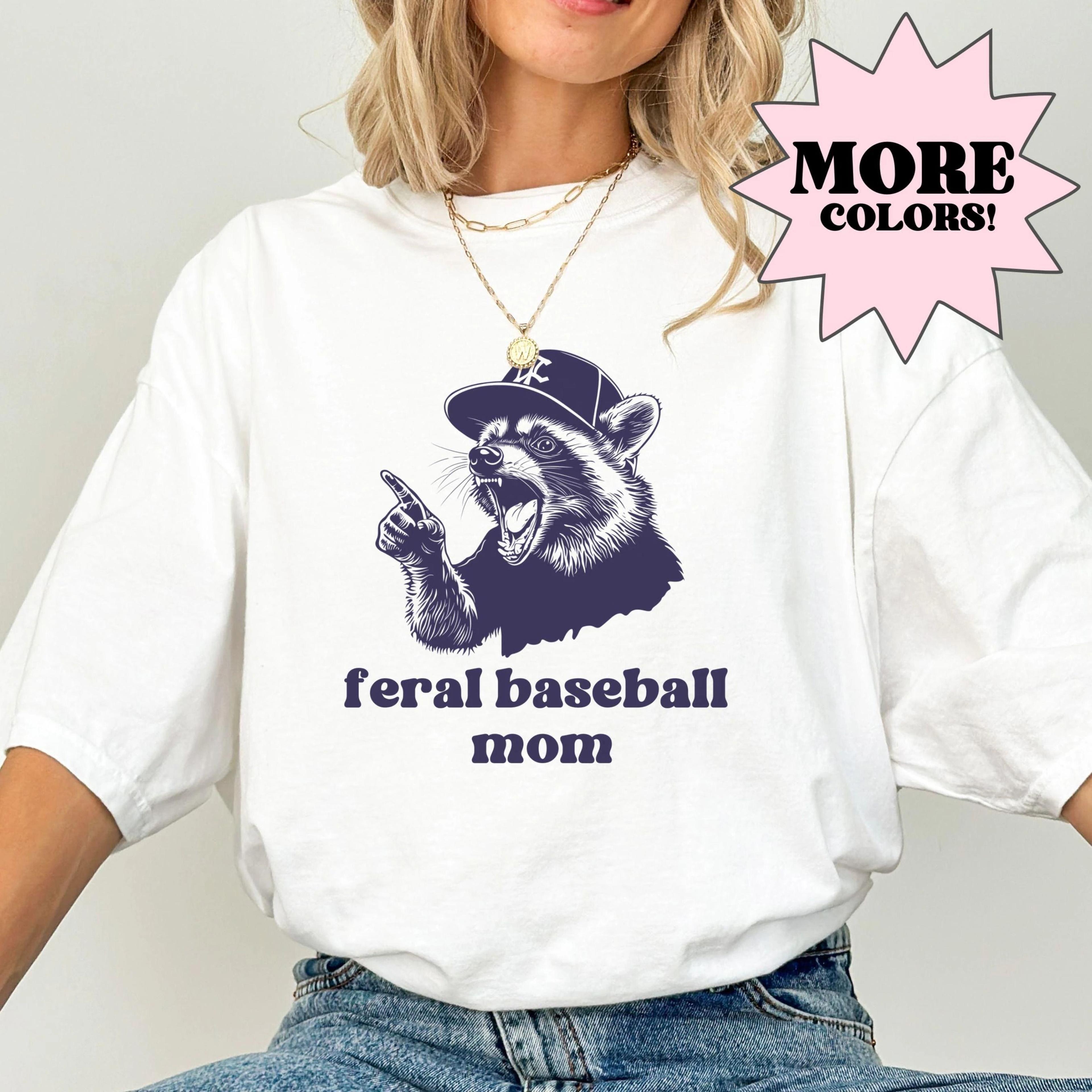 baseball mom feral raccoon shirt | vintage comfort colors mama tee | funny baseball mom graphic t-shirt