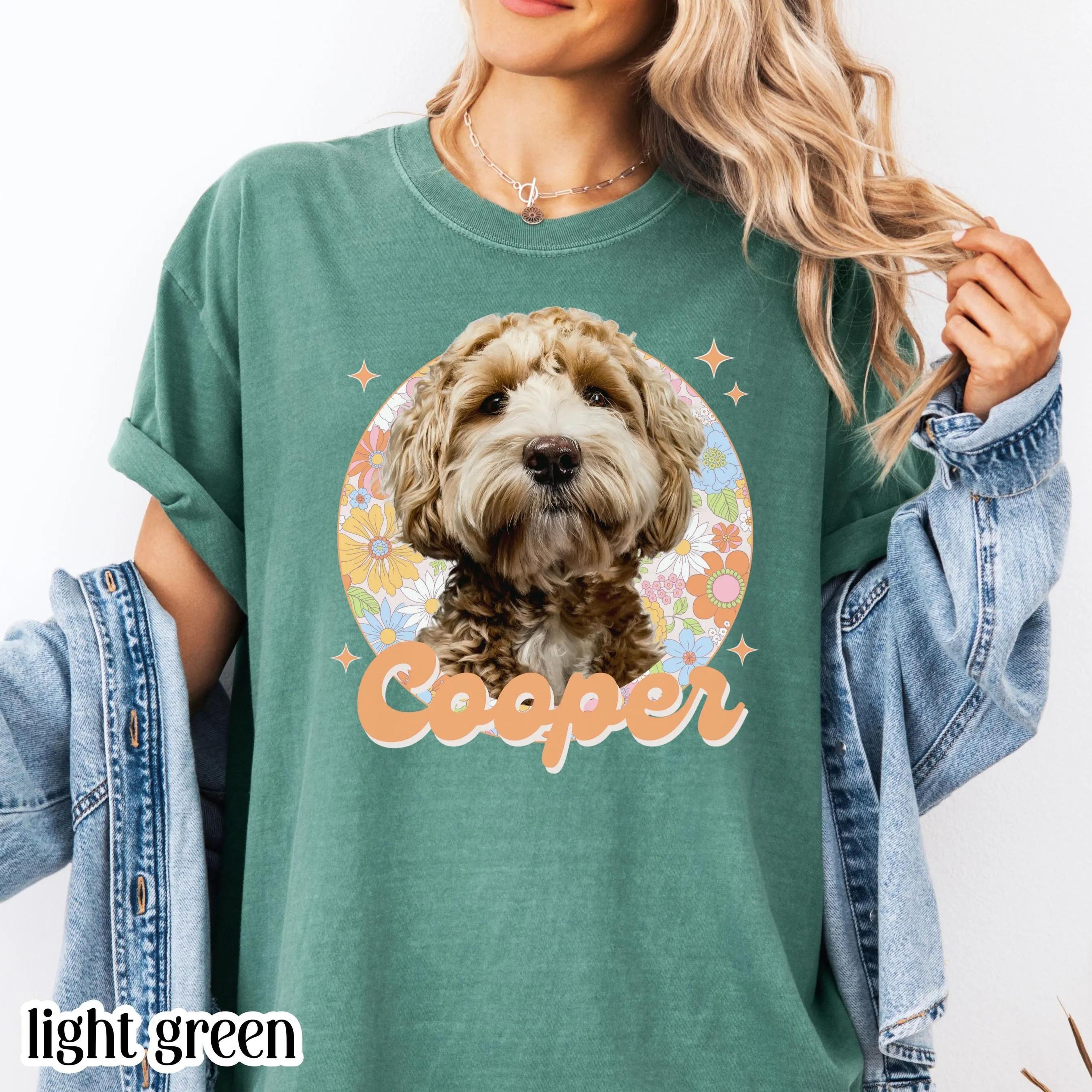 retro pet shirt vintage custom pet portrait t-shirt personalized dog & cat photo name tee 90s style christmas gift