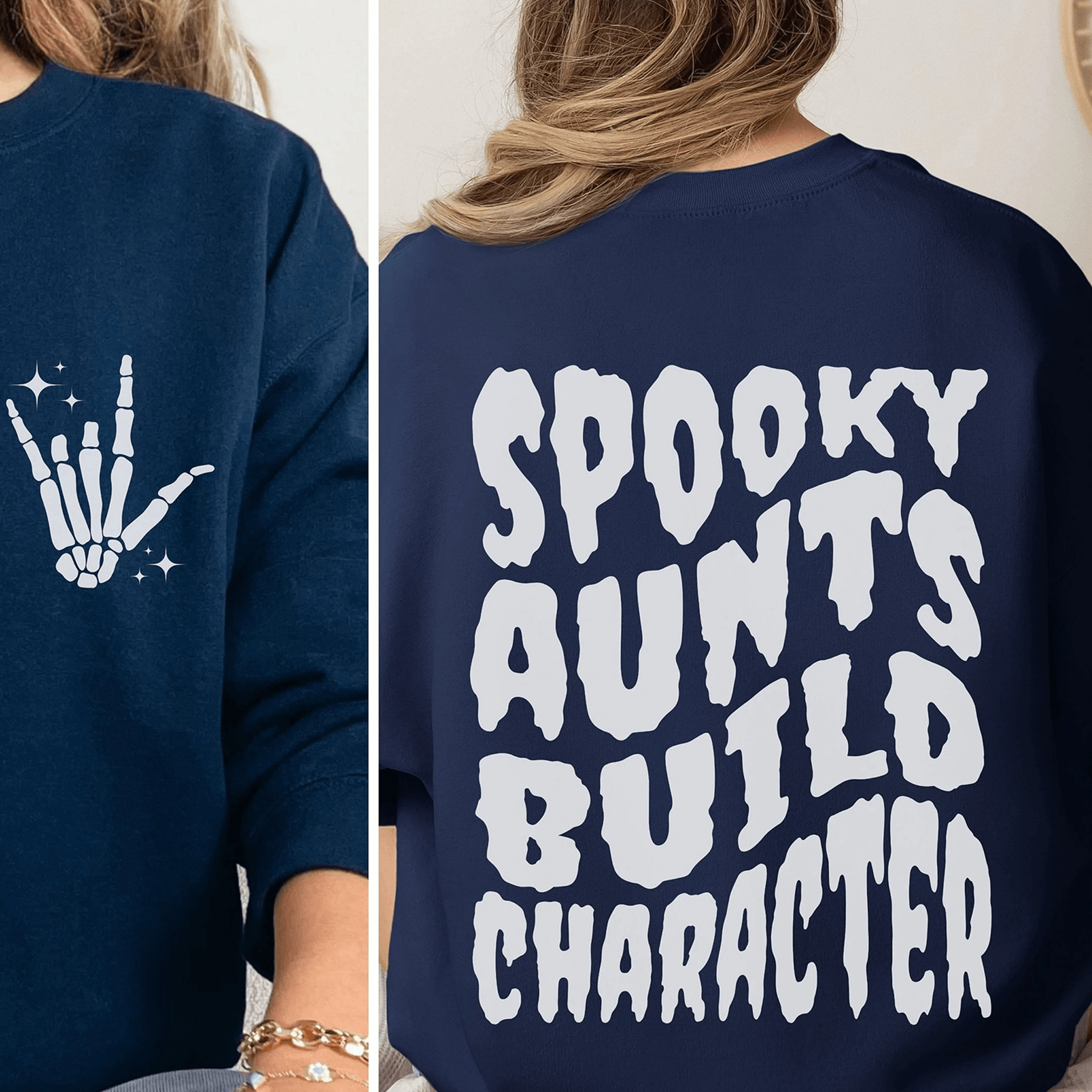 spooky aunts build character sweatshirt gothic halloween sweater funny spooky aunt crewneck cozy fall gift