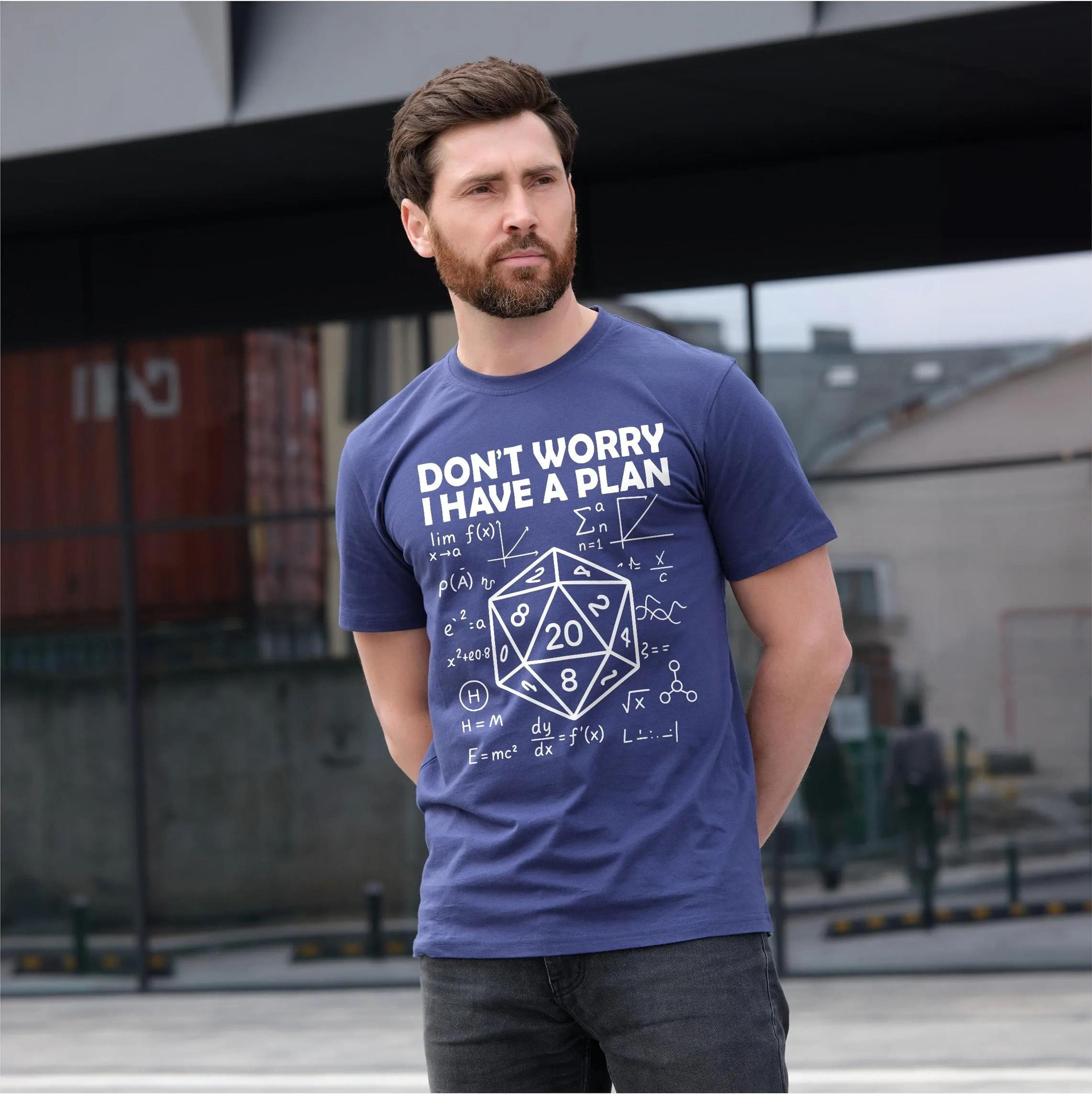 men's funny don't worry i have a plan t-shirt nerd geek math school tee shirt