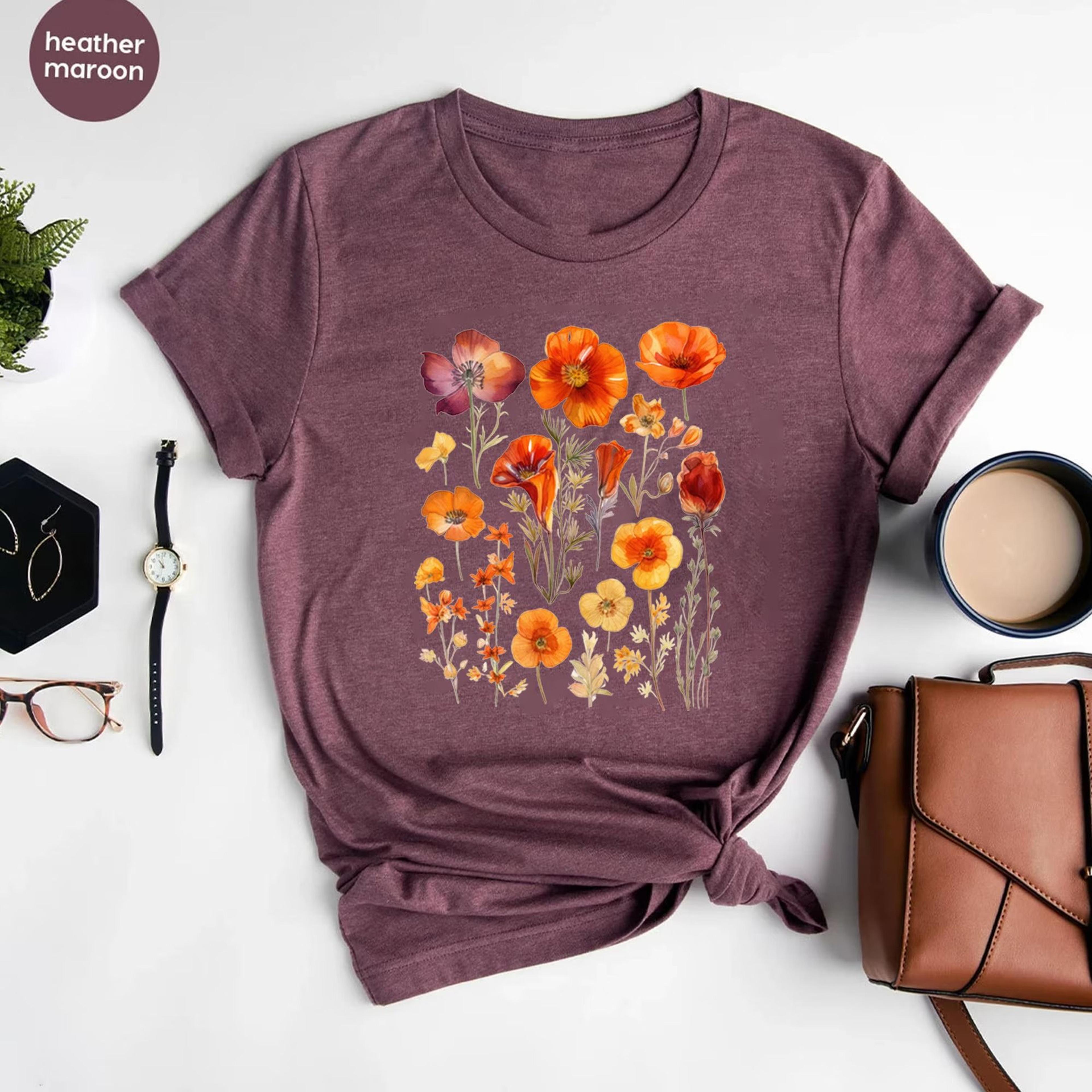flower shirt aesthetic floral graphic tee wildflower t-shirt gift for her botanical flower shirt