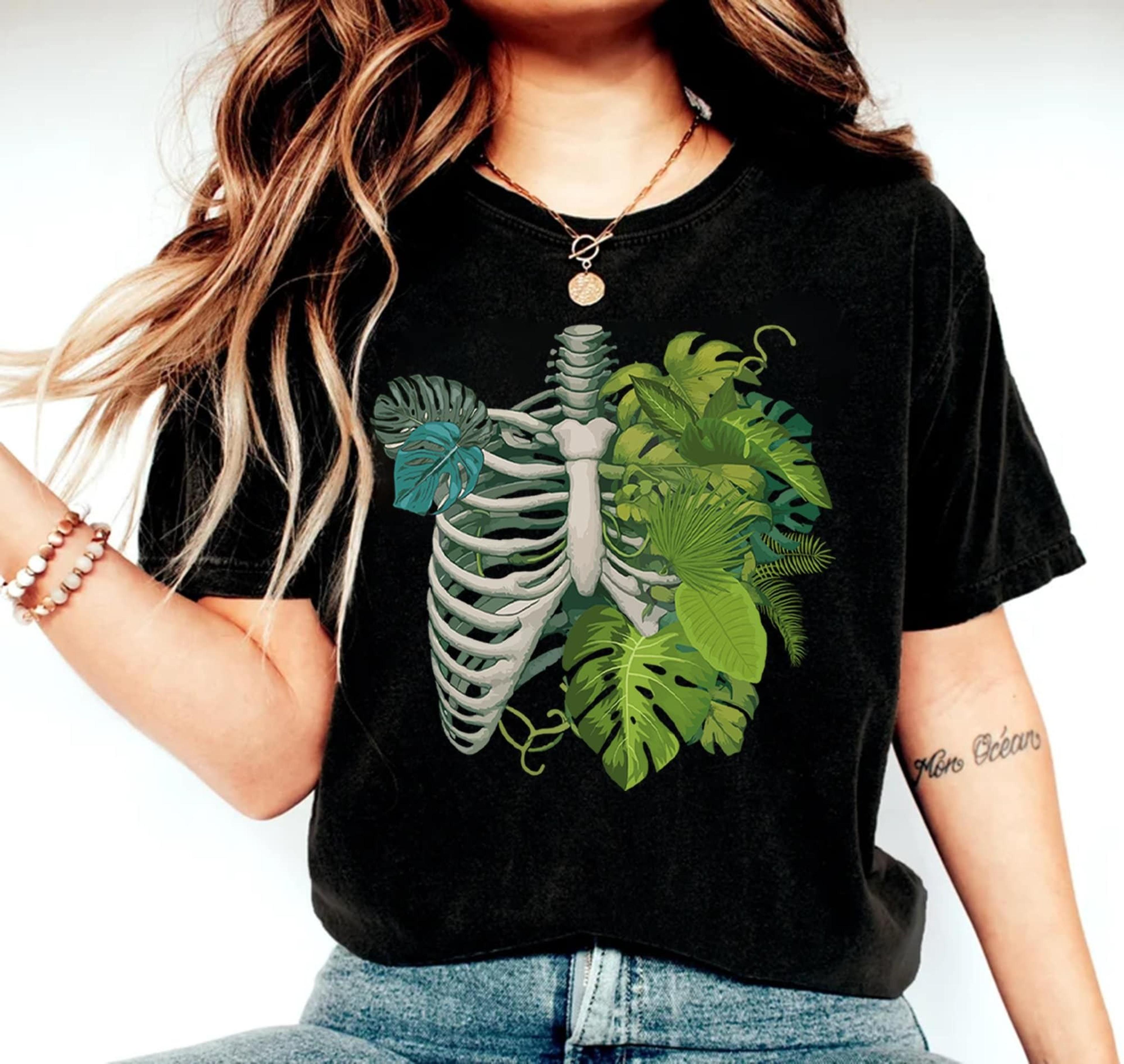 skeleton plant body t-shirt plant lover shirt monstera graphic tee botanical plant lady gift nature lover apparel