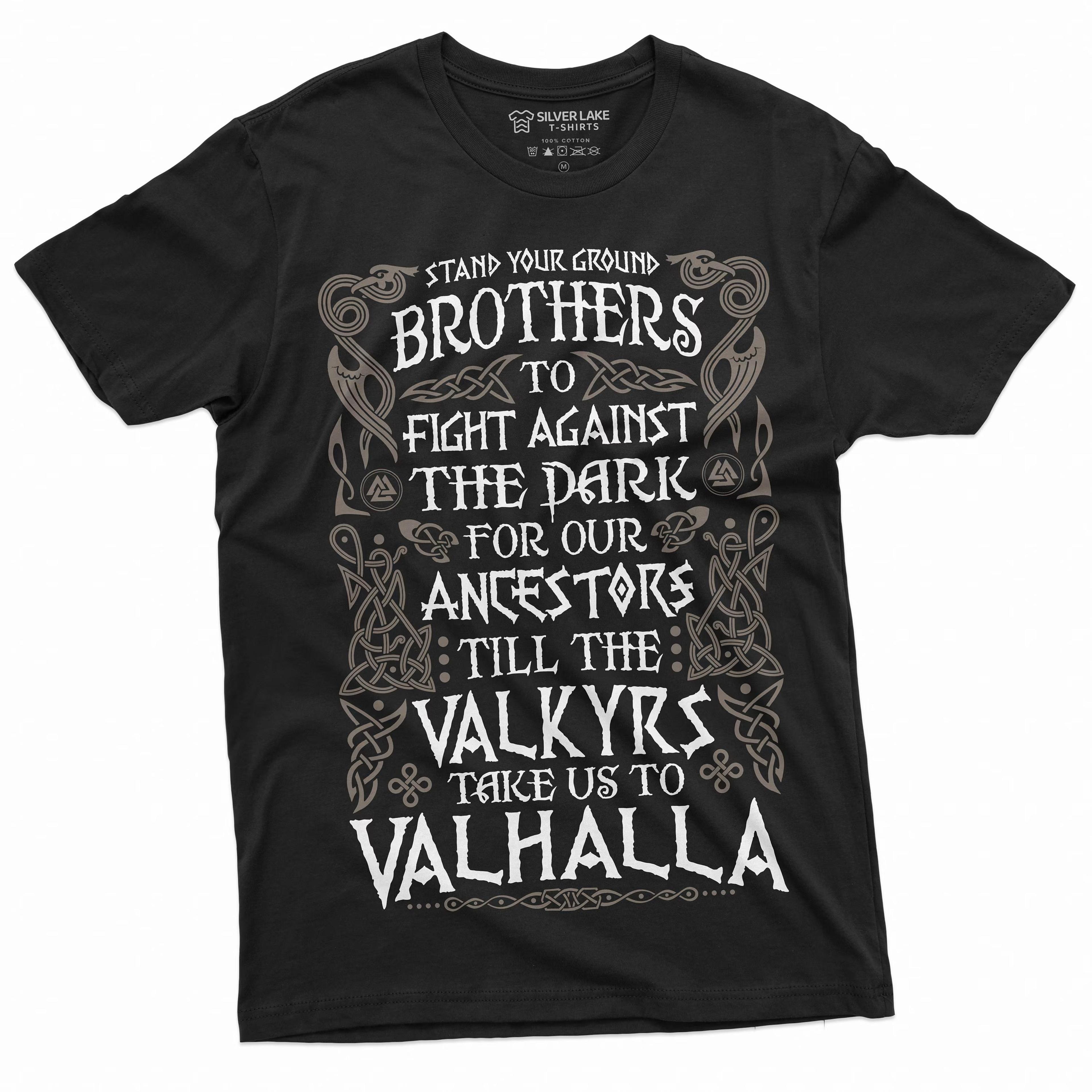 men's valkyr valhalla t-shirt ancestors brotherhood warrior tee shirt thor odin norse mythology birthday gift t-shirt fo