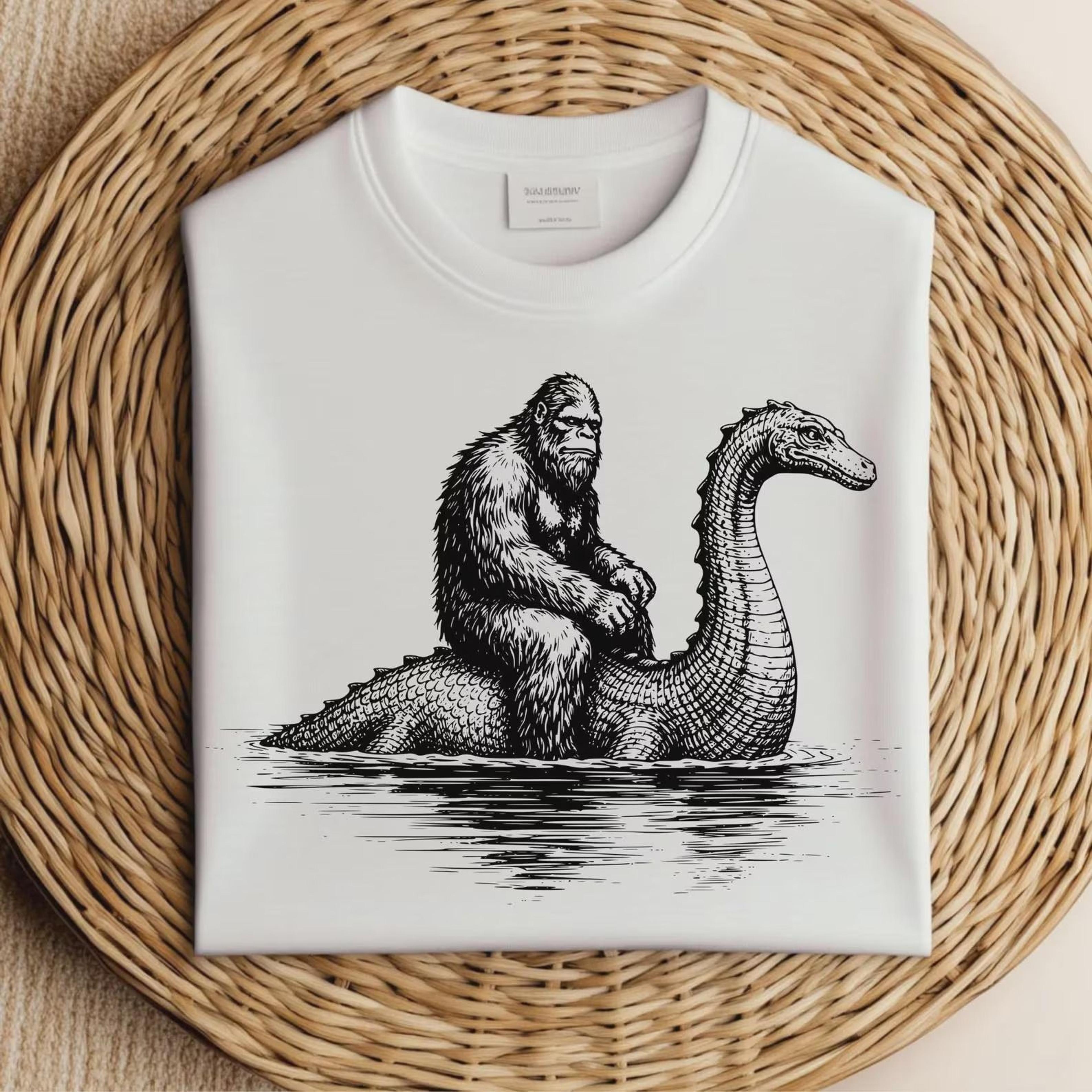 funny bigfoot shirt vintage loch ness monster graphic tee comfort colors sasquatch t-shirt cryptid lover gift