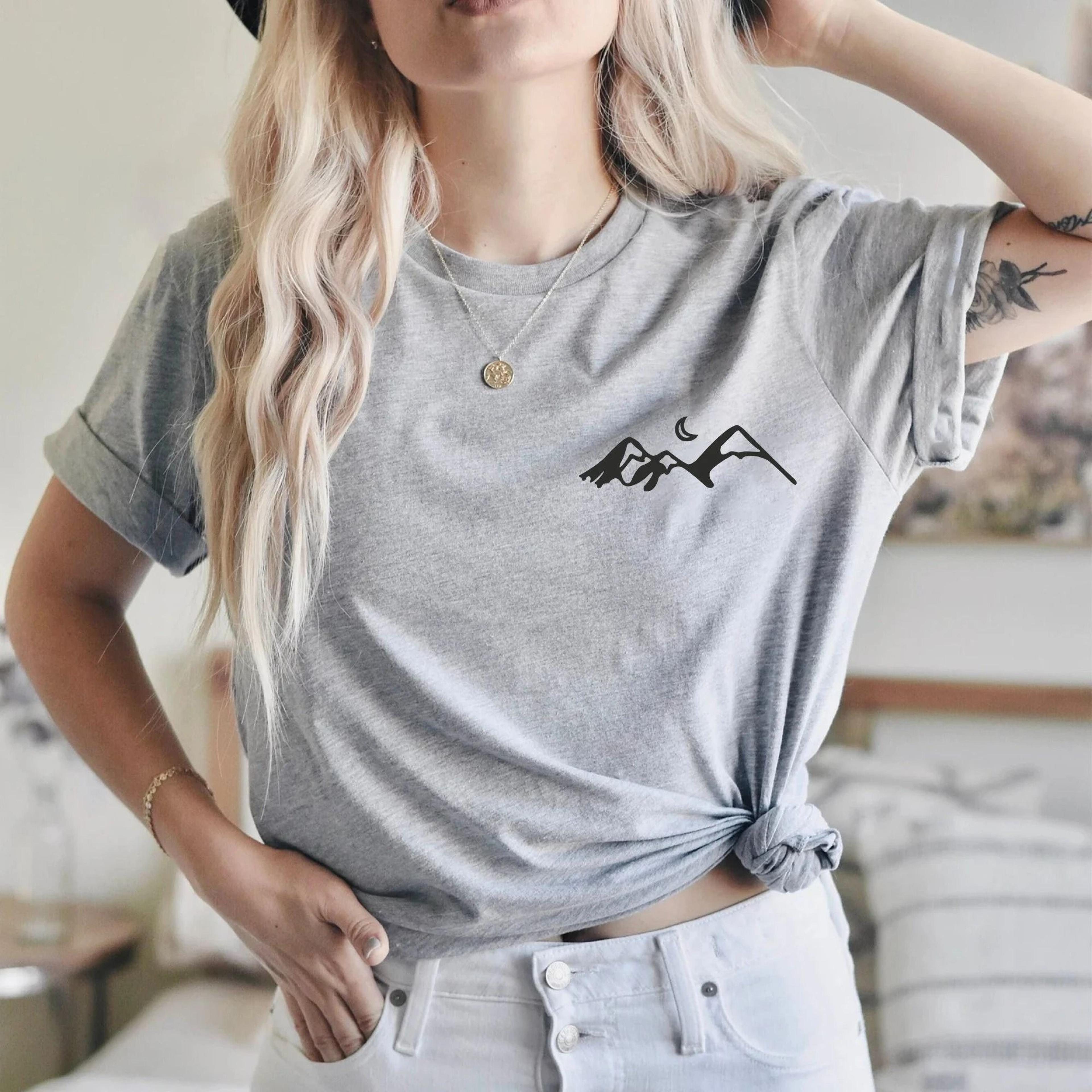 mountain silhouette shirt nature camping graphic tee forest adventure t-shirt outdoor lover gift
