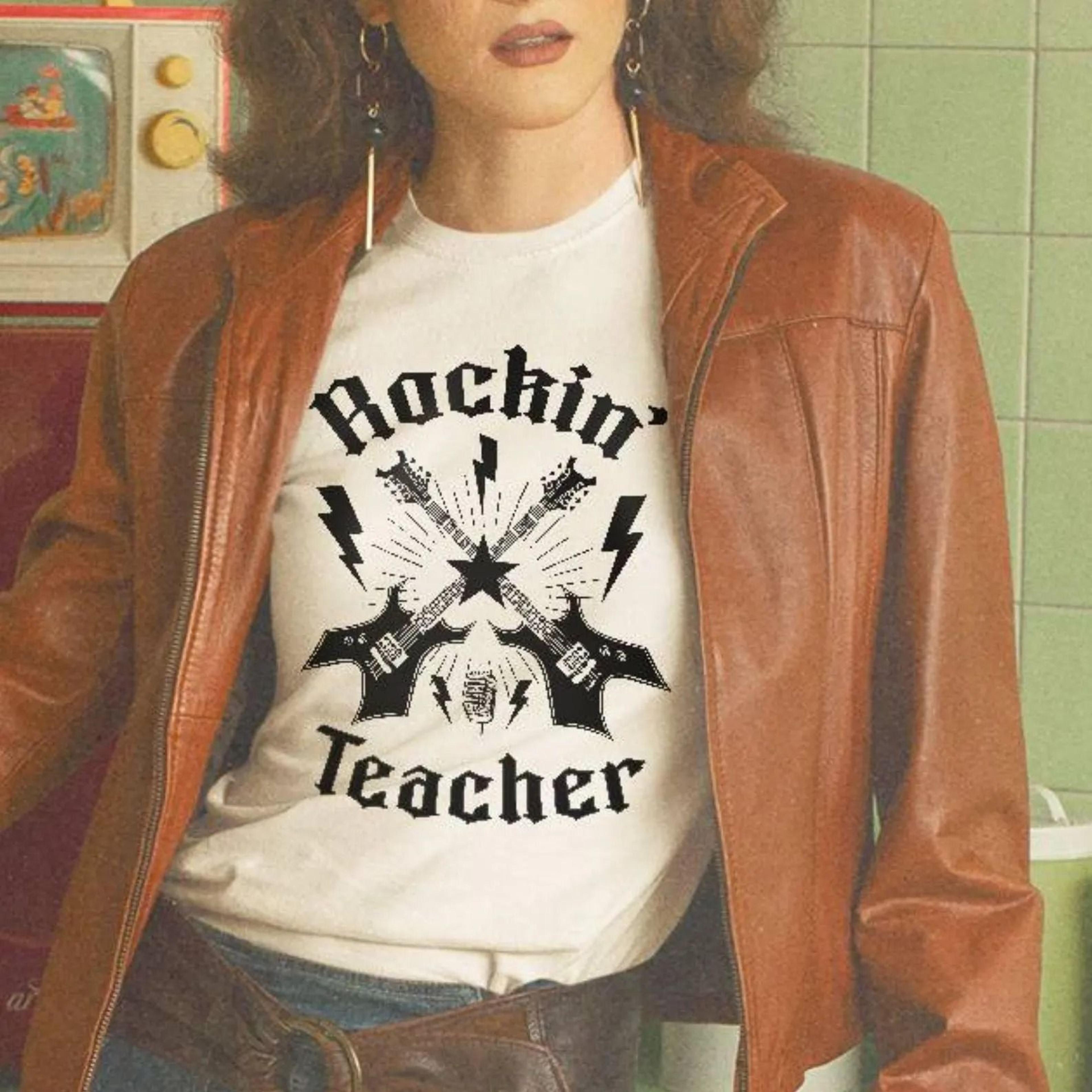 rockin' teacher shirt, rock music teacher tee, music teacher gift, rock and roll teacher shirt, funny teacher tee, teach