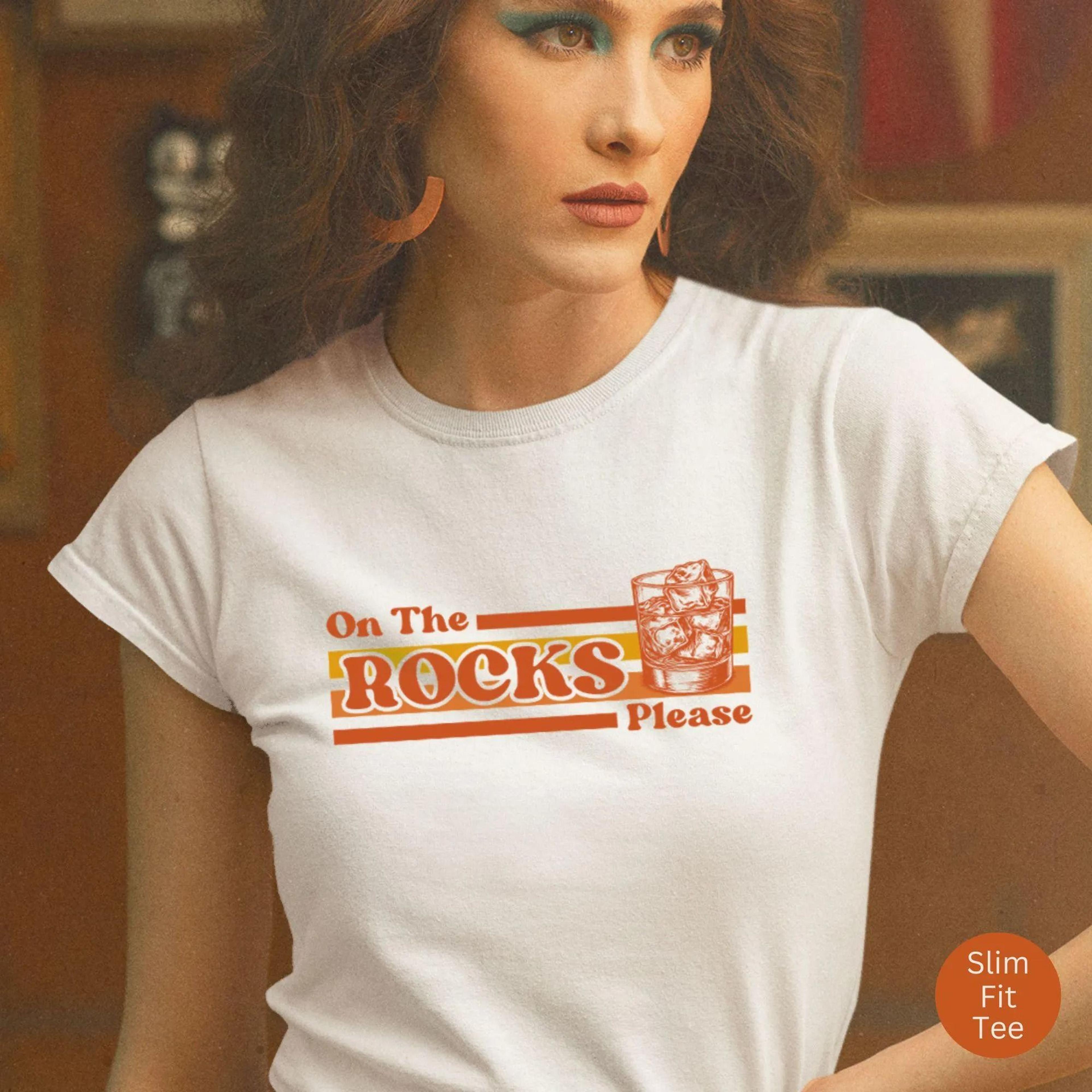 on the rocks please tee, whiskey lover gift, bourbon lover gift, retro whiskey shirt, fathers day tee, drinking shirt