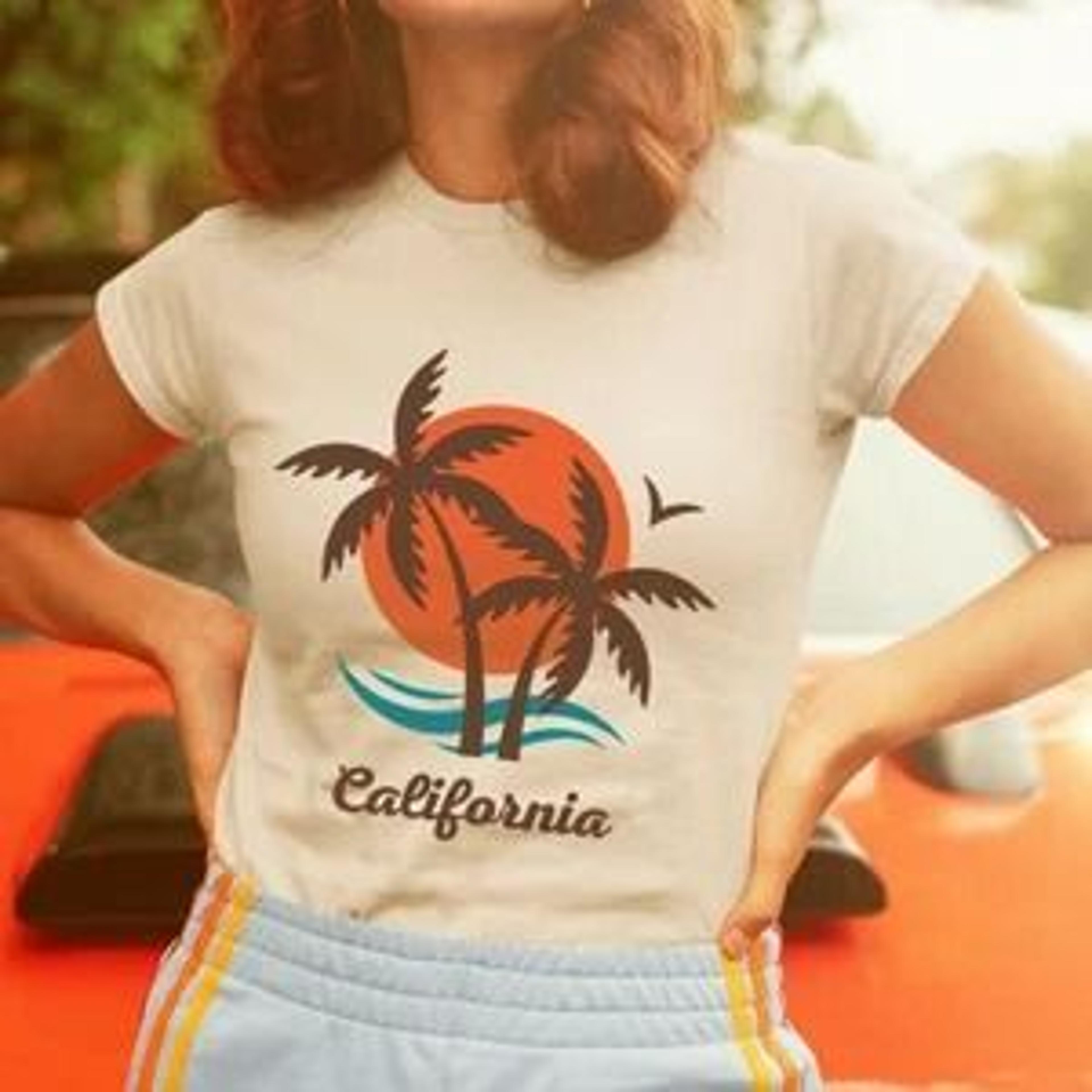 california retro shirt, palms shirt, retro summer tee, beach tshirt, cali shirt, 70s clothing, retro tshirt, vintage tee