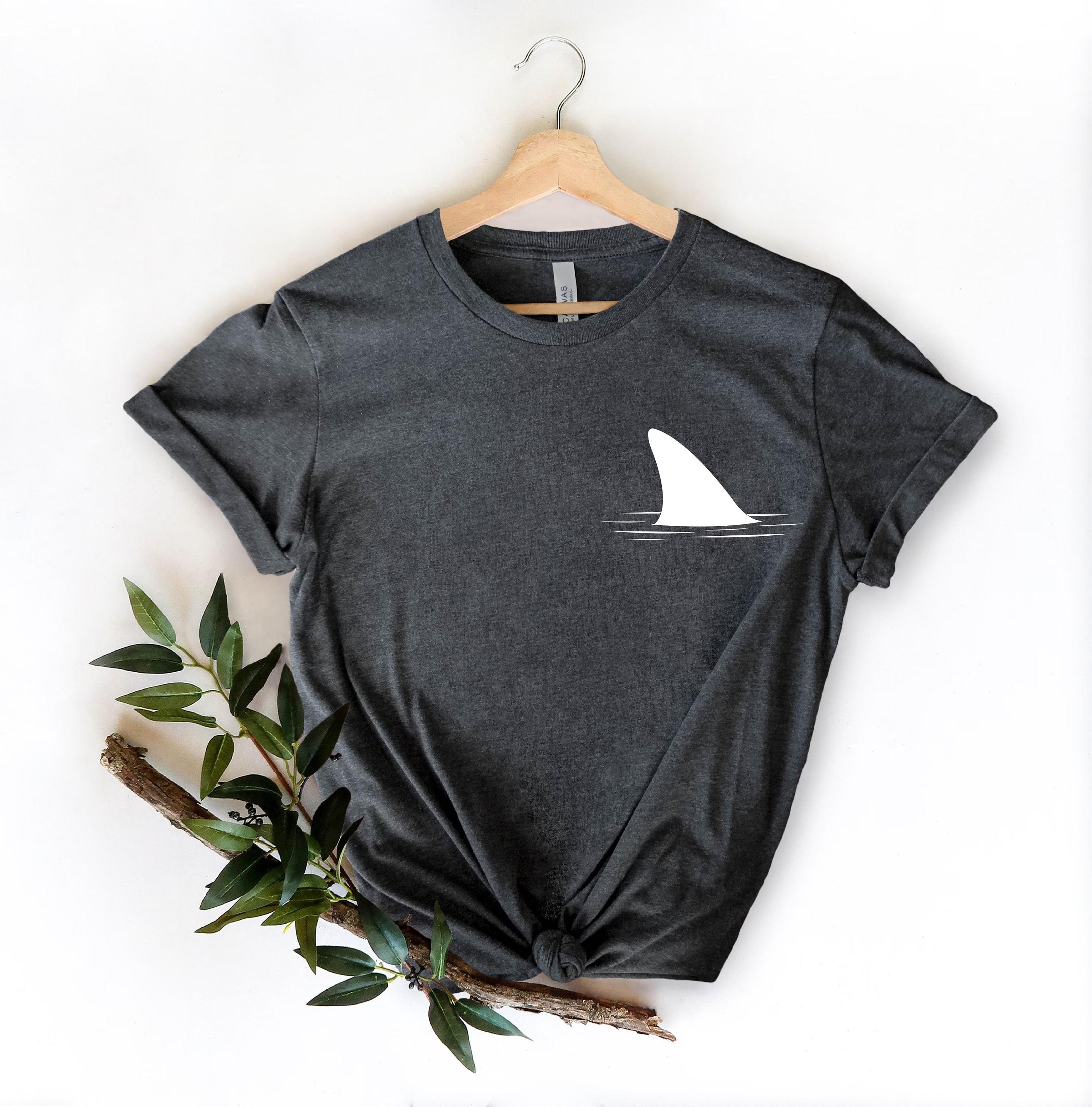 shark fin pocket t-shirt funny surfer graphic tee beach lover ocean adventure gift