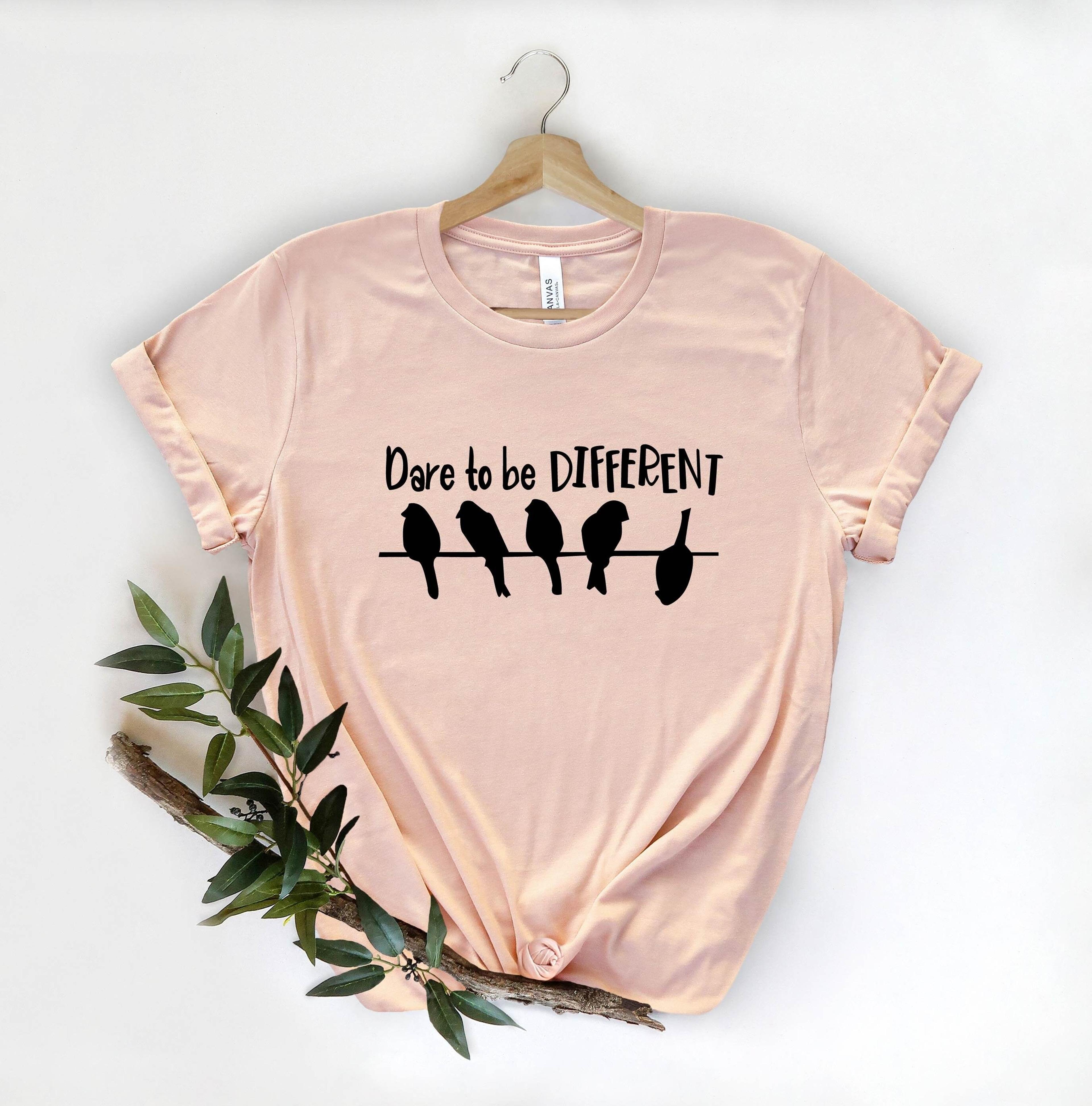 birds on a wire shirt dare to be different graphic tee inspirational positive quote t-shirt