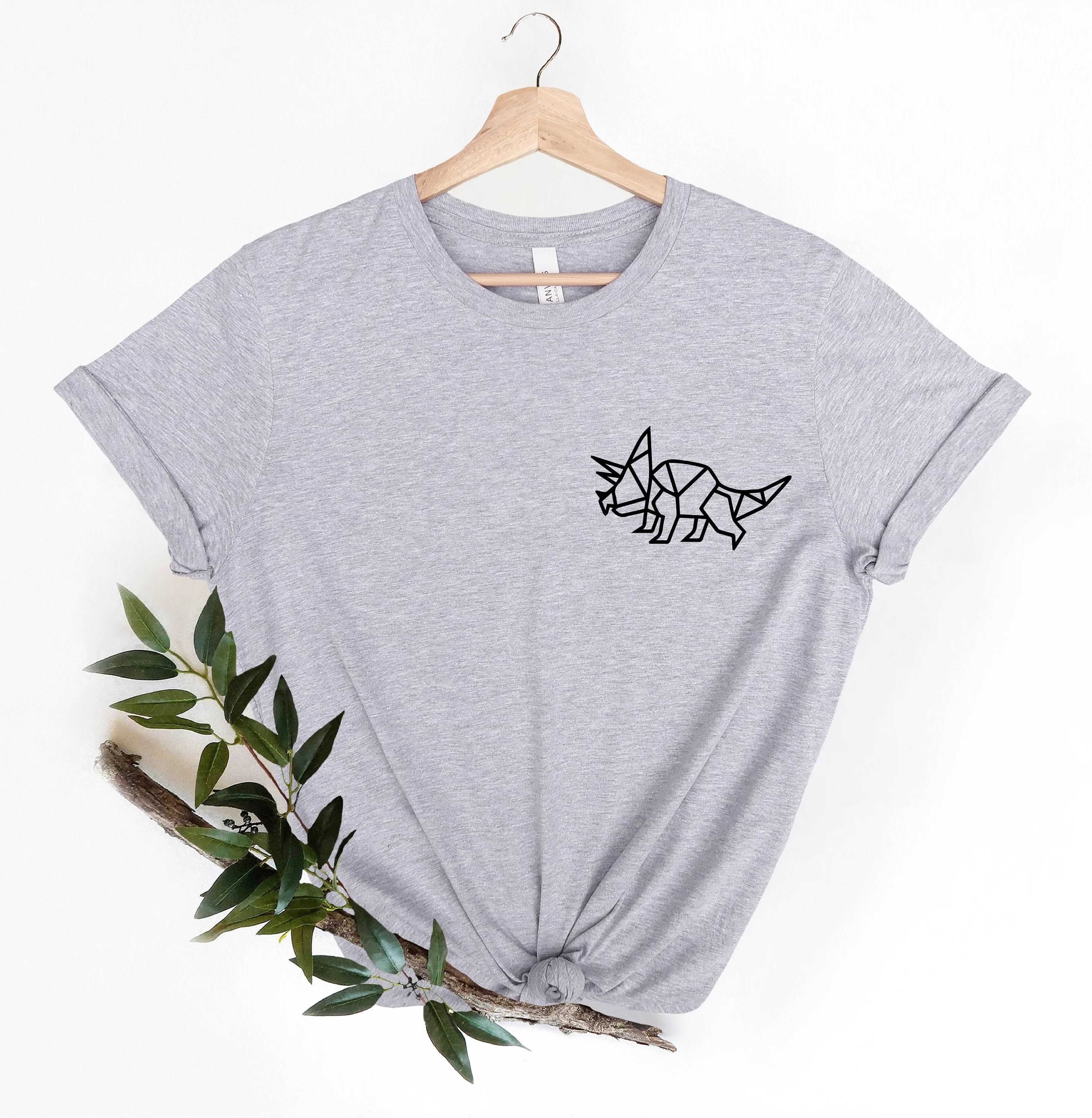 geometric dinosaur pocket shirt funny dino graphic tee cute pocket style t-shirt dinosaur lover gift