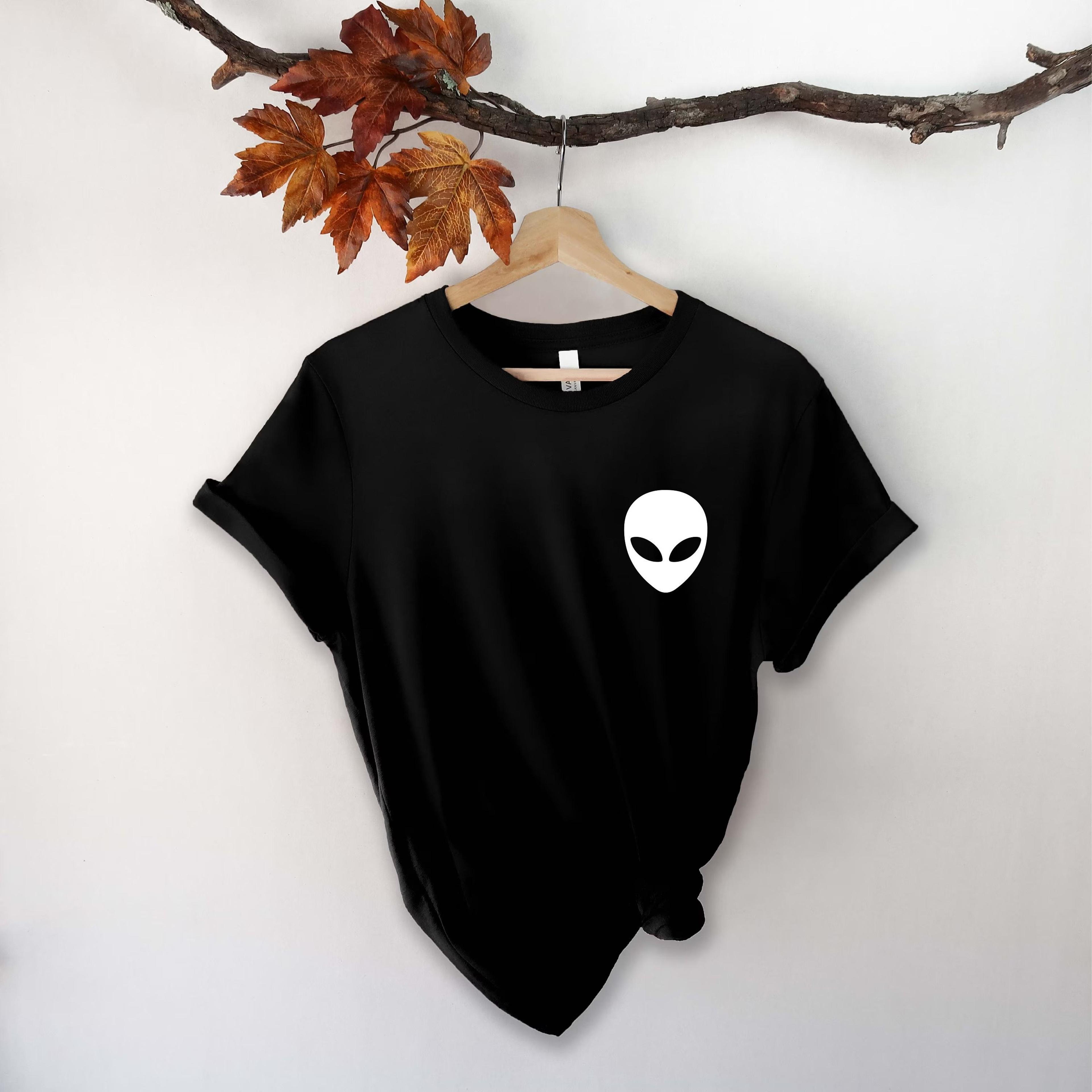 alien head t-shirt, unisex space shirt, ufo graphic tee, extraterrestrial top, funny sci-fi alien lover gift