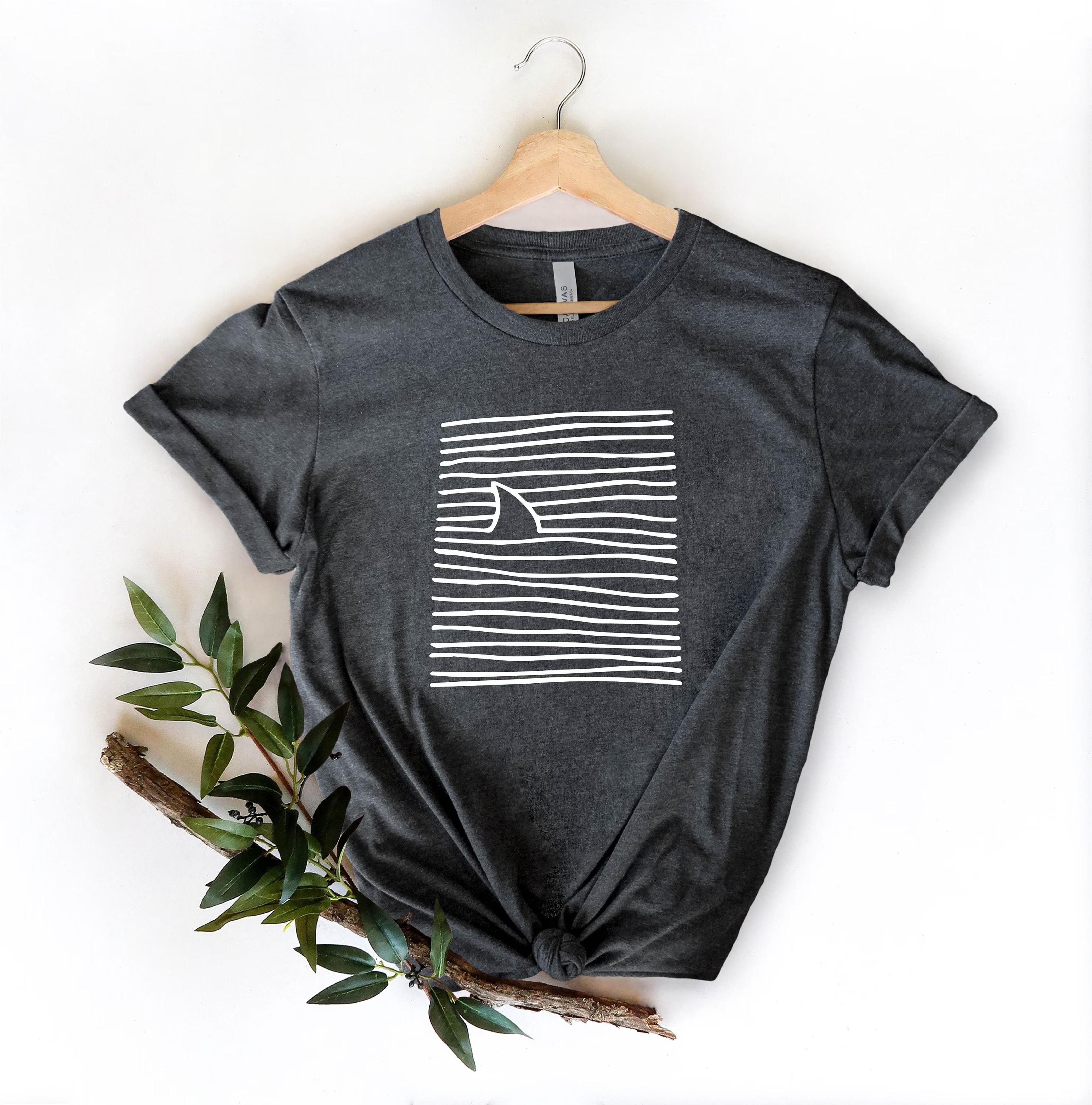 shark fin shirt, funny shark swimming t-shirt, ocean lover graphic tee, cool marine life gift