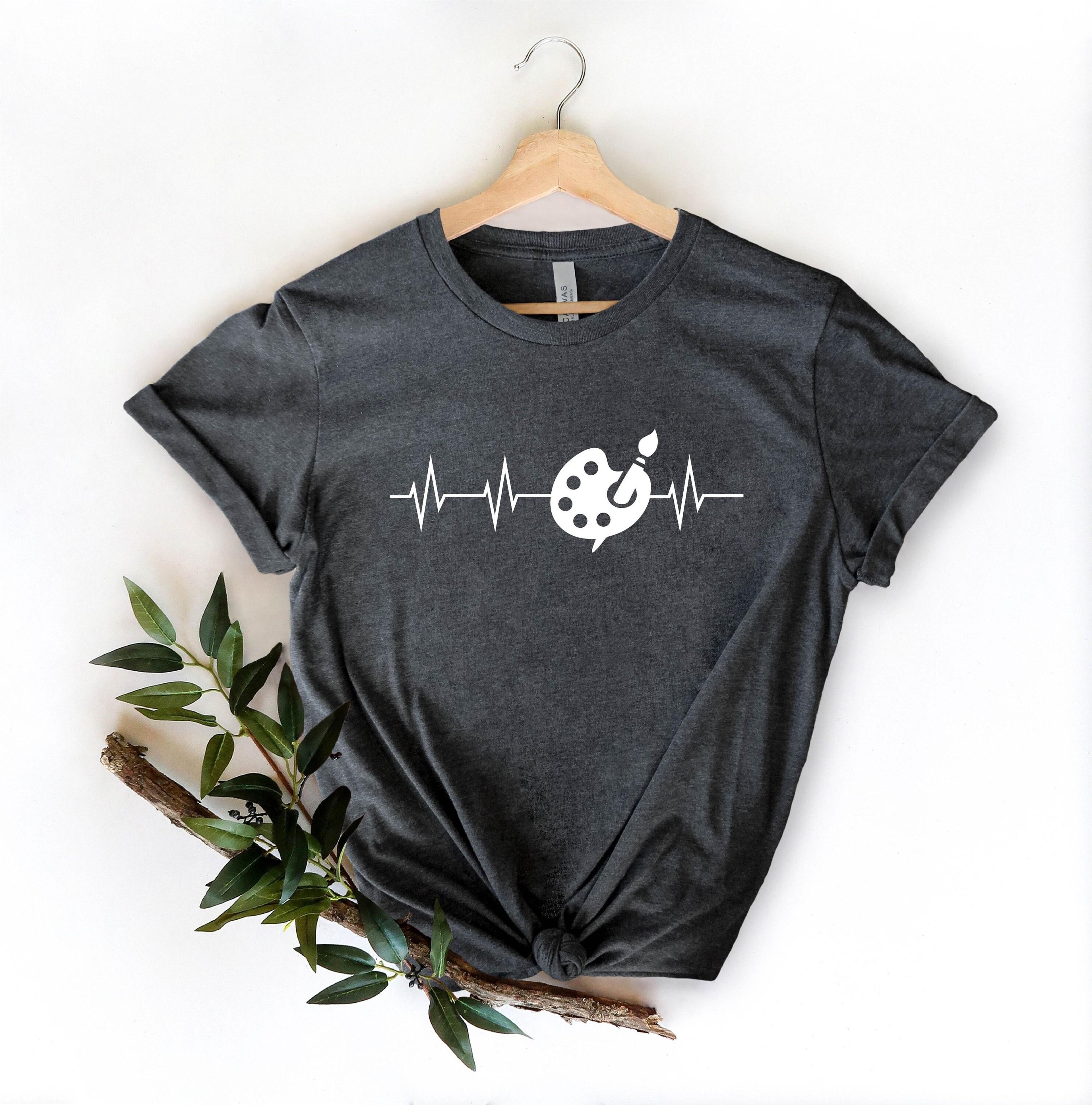 art teacher shirt, painter palette heartbeat design tee, creative classroom graphic t-shirt