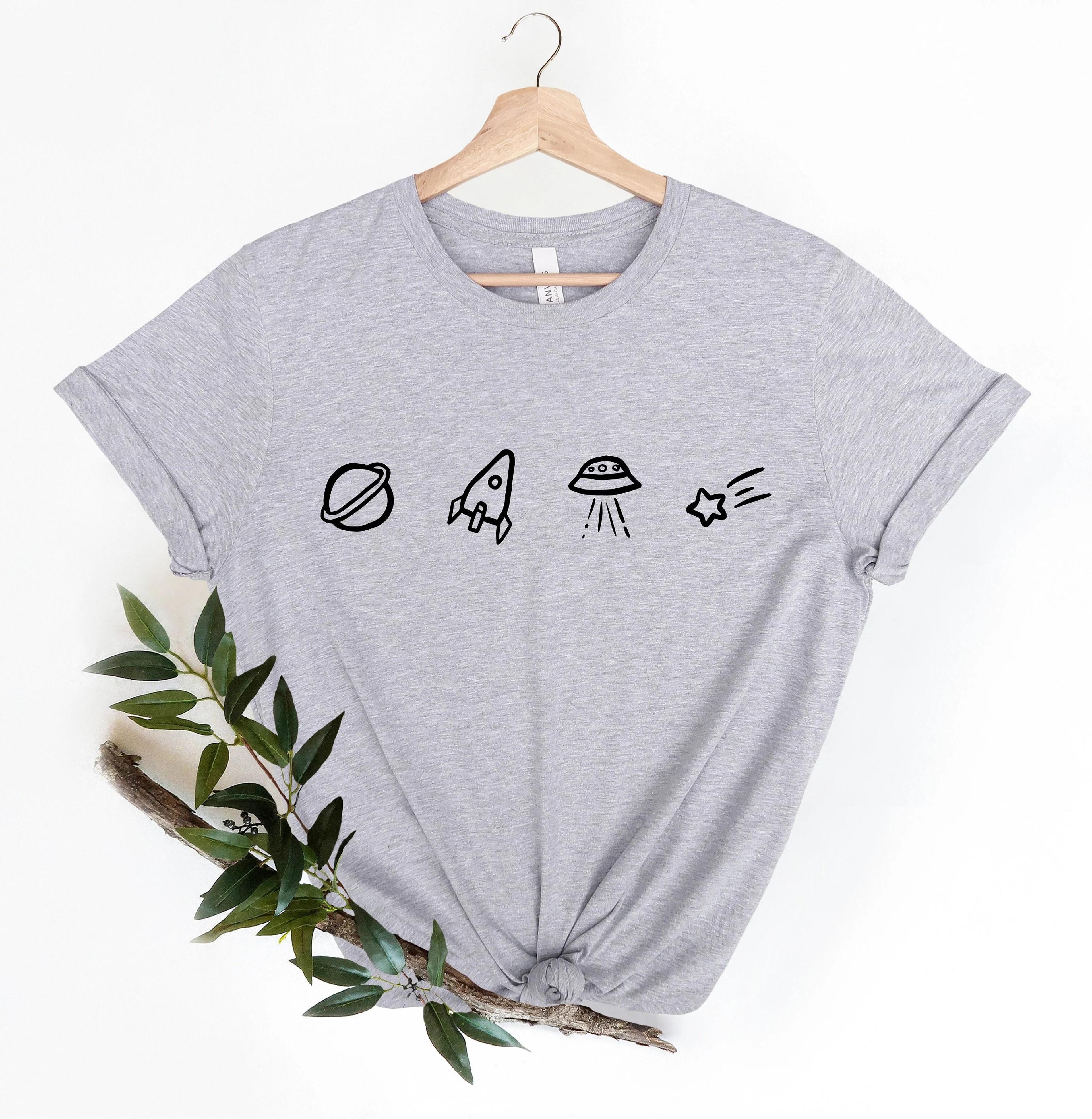 galaxy graphic t-shirt, planets stars ufos tee, space lover astronomy unisex shirt