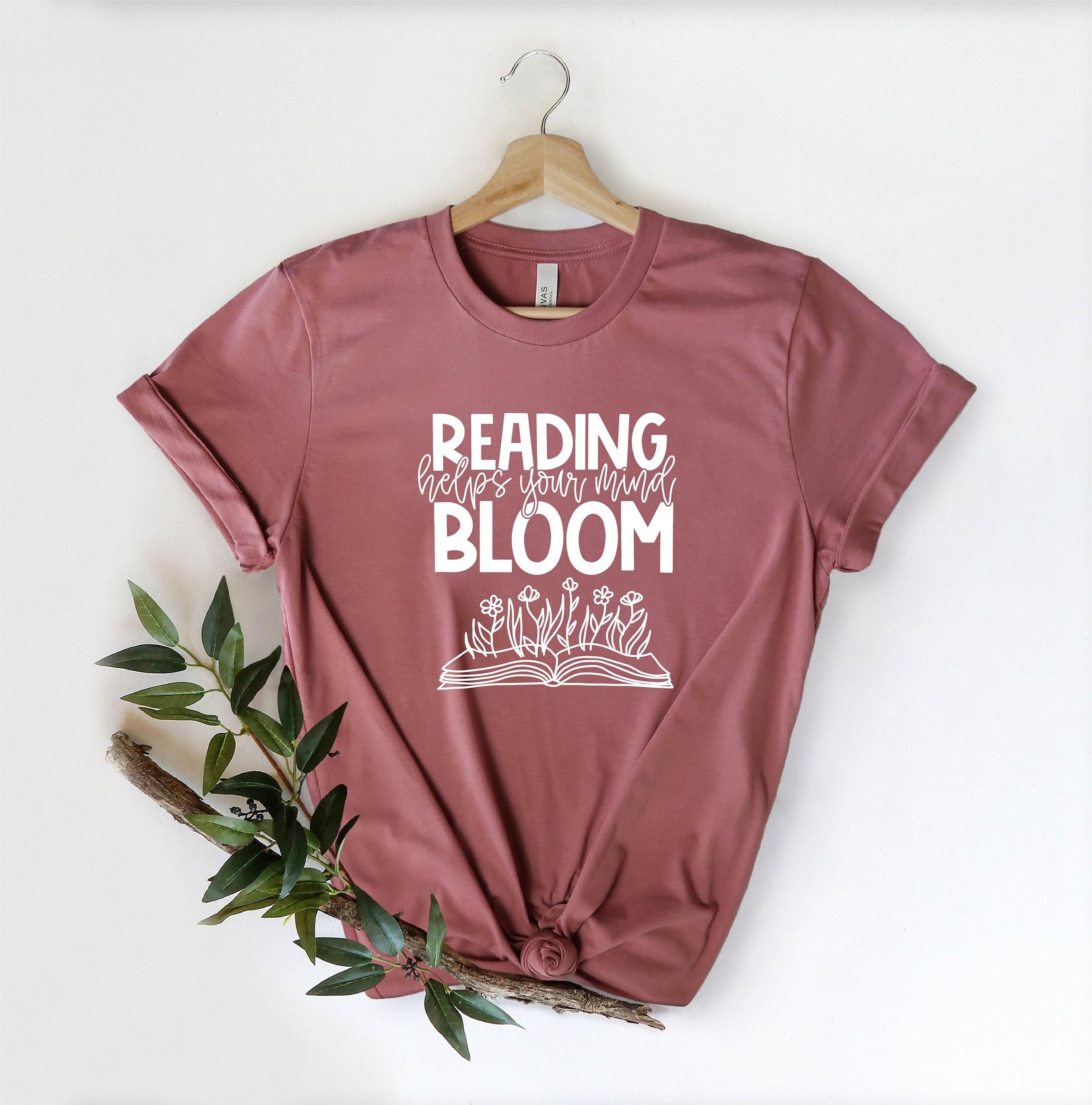 reading helps mind bloom shirt book lover gift, teacher graphic tee