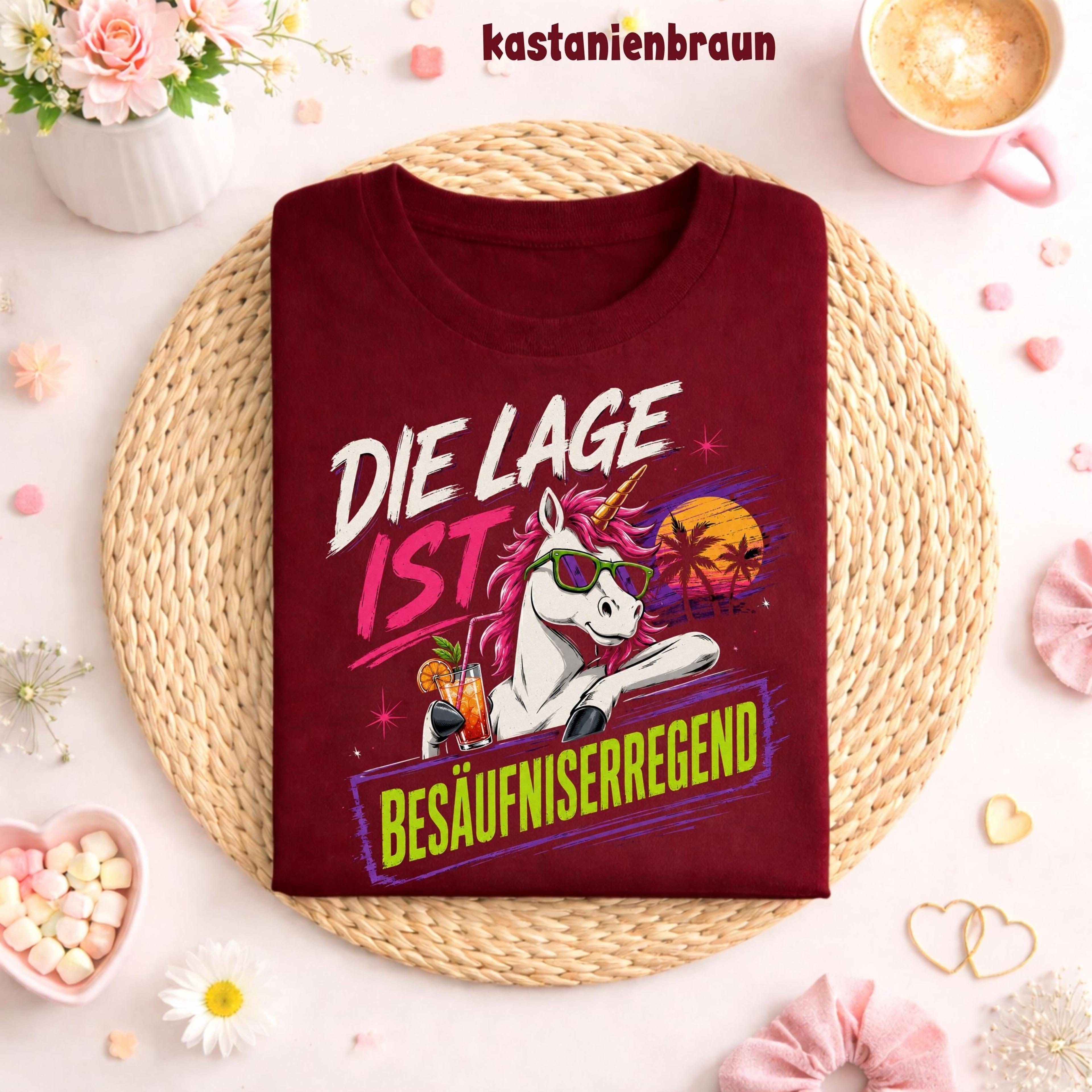 lustiges einhorn t-shirt, die lage ist besaufniserregend, festival shirt