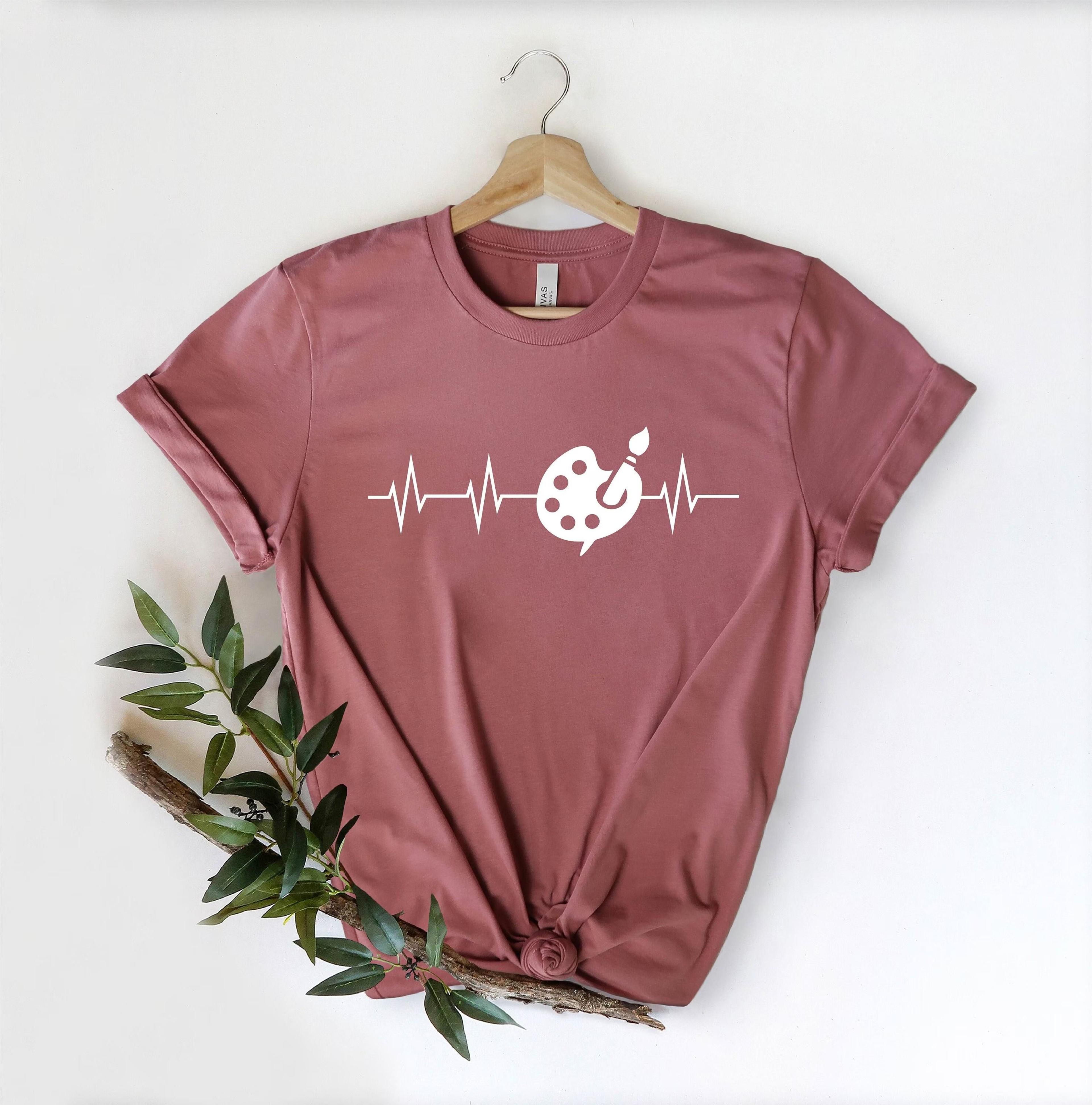 art teacher shirt, painter palette heartbeat tee, creative classroom t-shirt