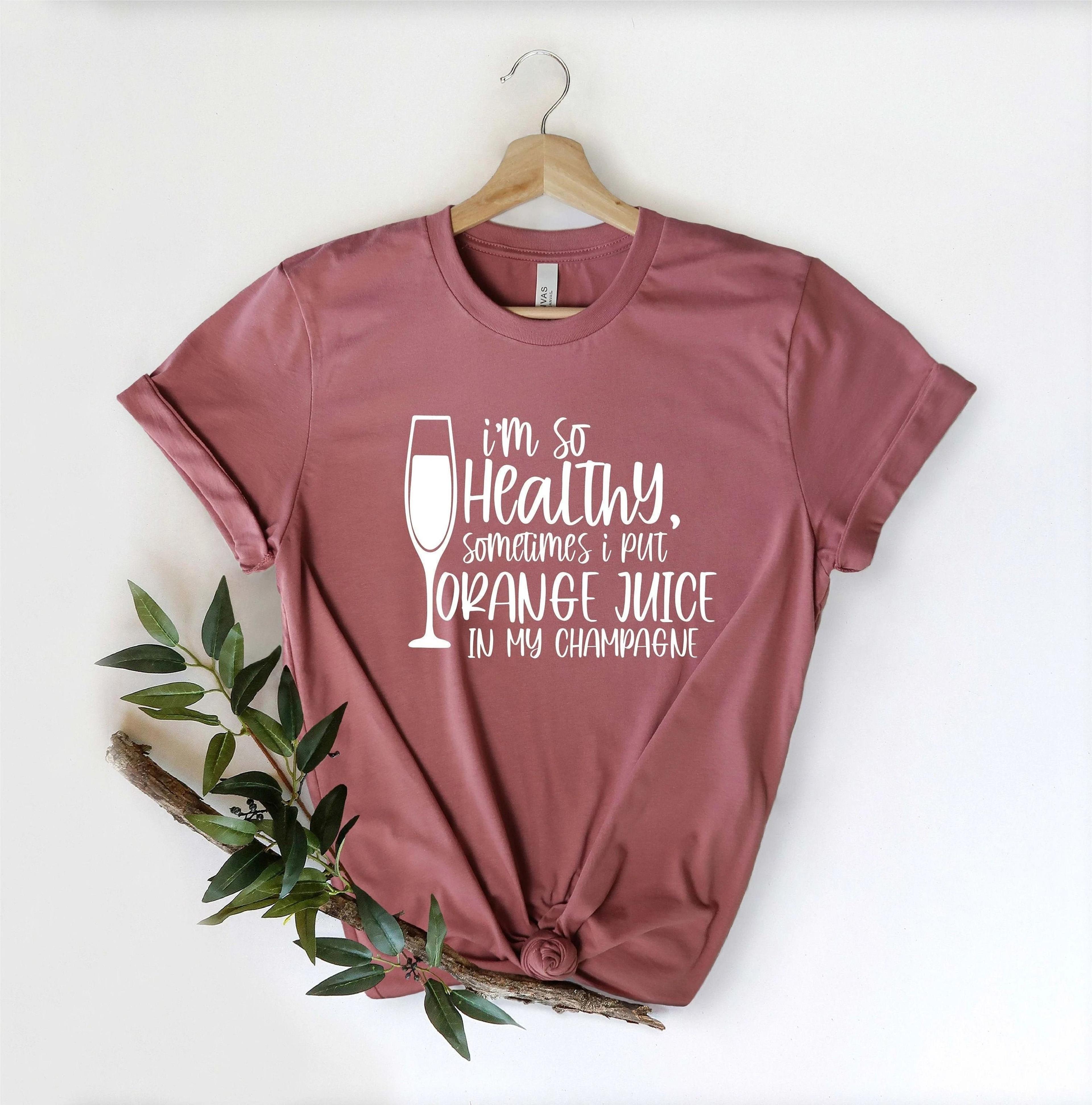 funny champagne & orange juice t-shirt, healthy weekend graphic tee