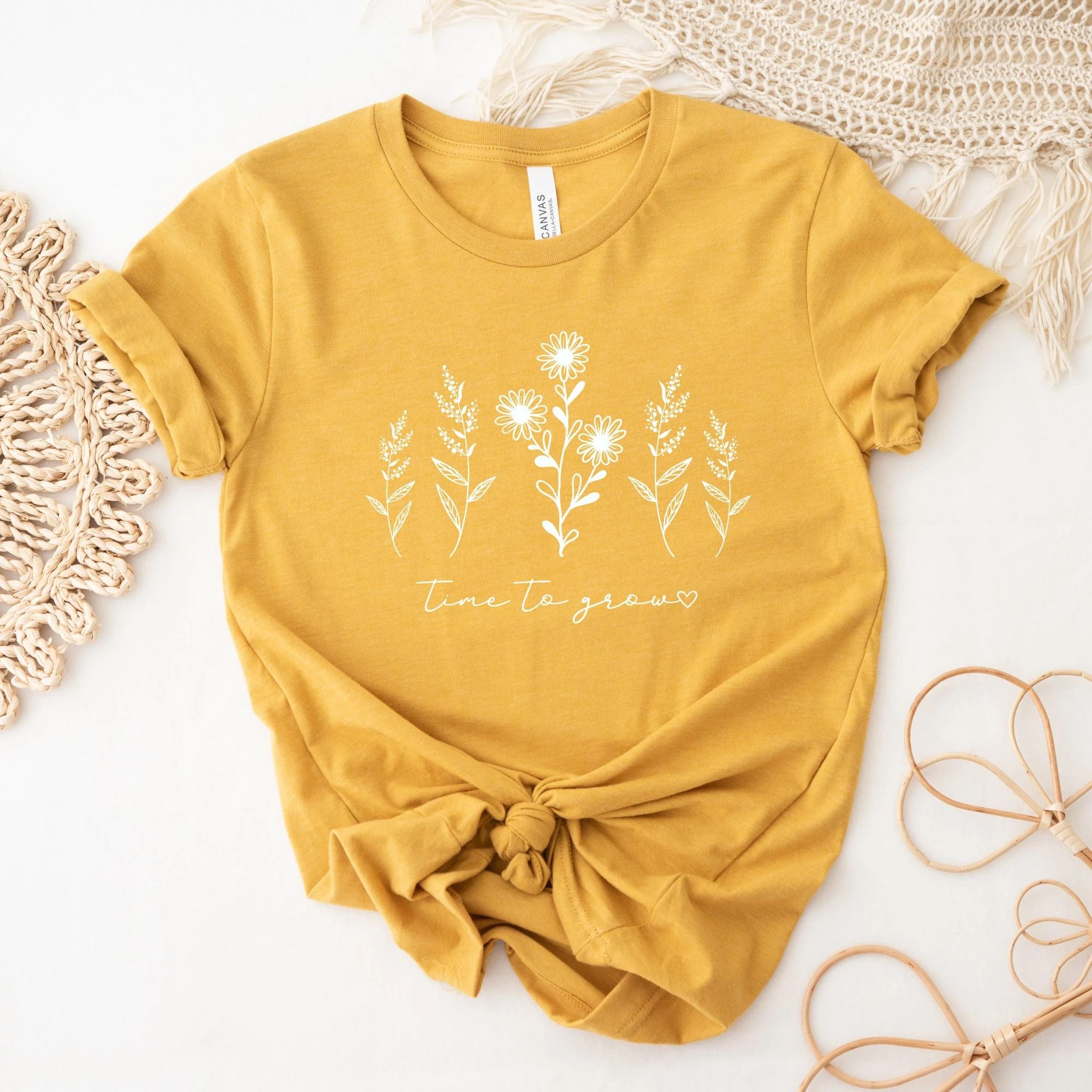 wildflower shirt, inspirational botanical design, bella canvas tee