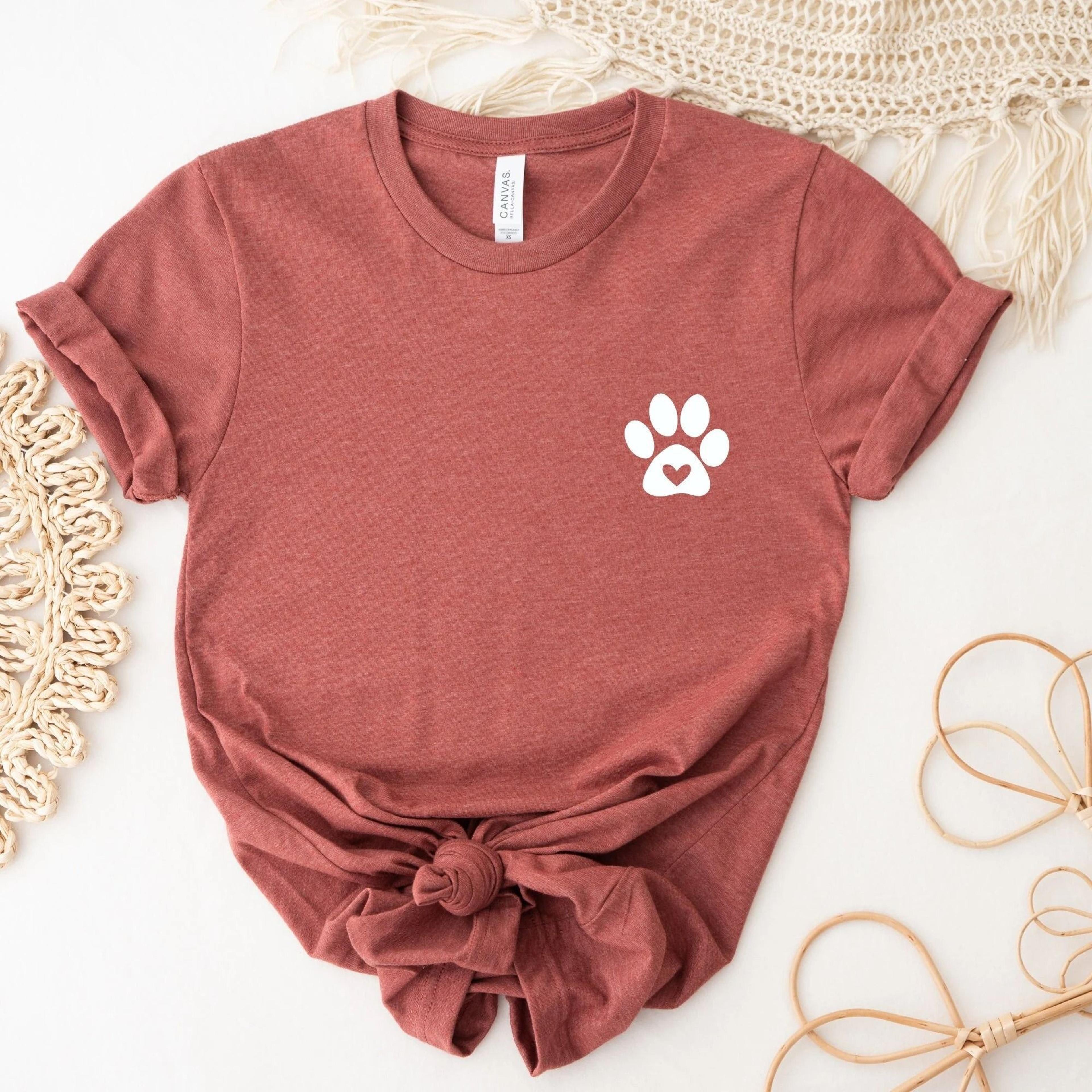 dog paw pocket t-shirt, animal lover tee, cat mom shirt, pet lover graphic tee