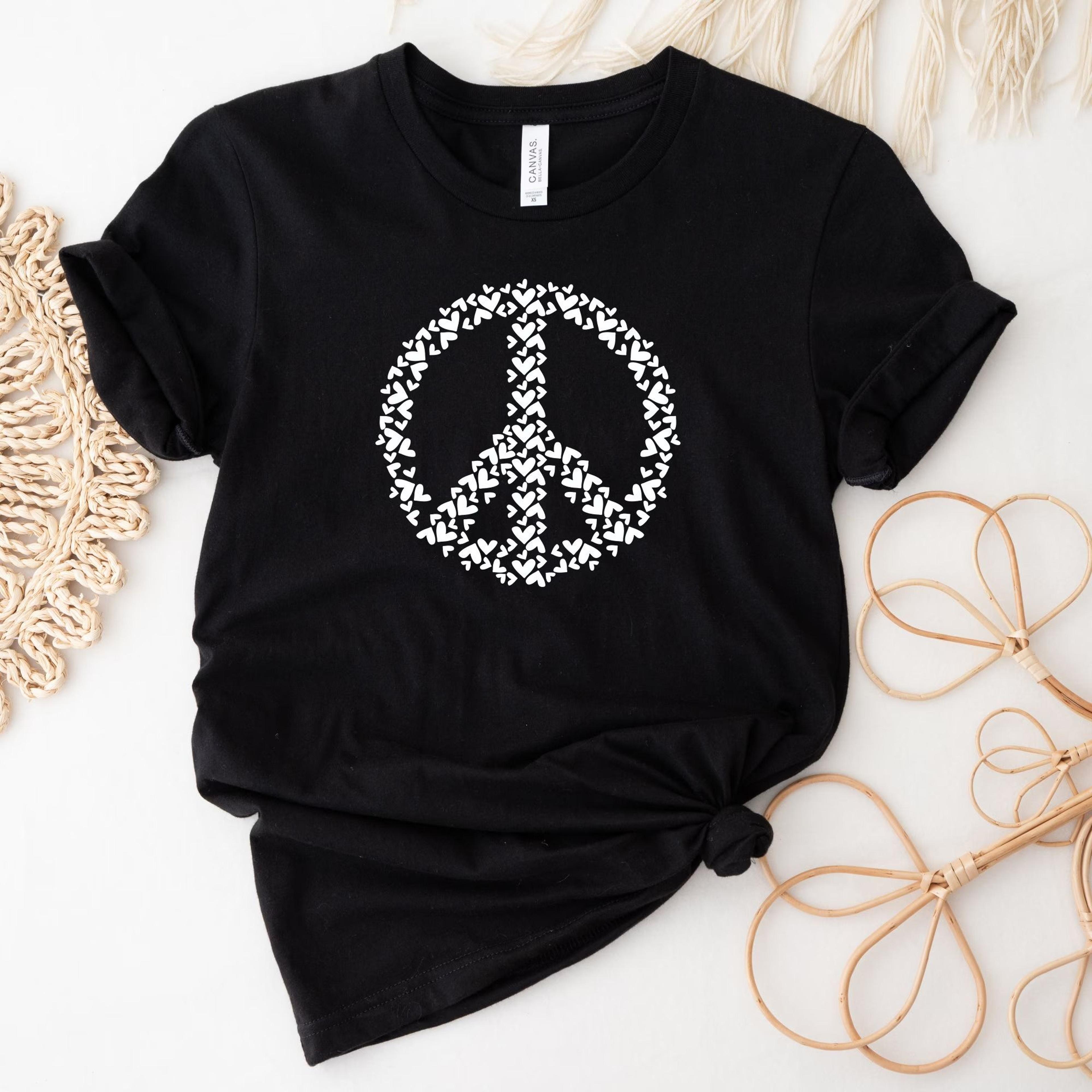 peace symbol t-shirt, heart peace sign, inspirational tee, positive vibes graphic shirt