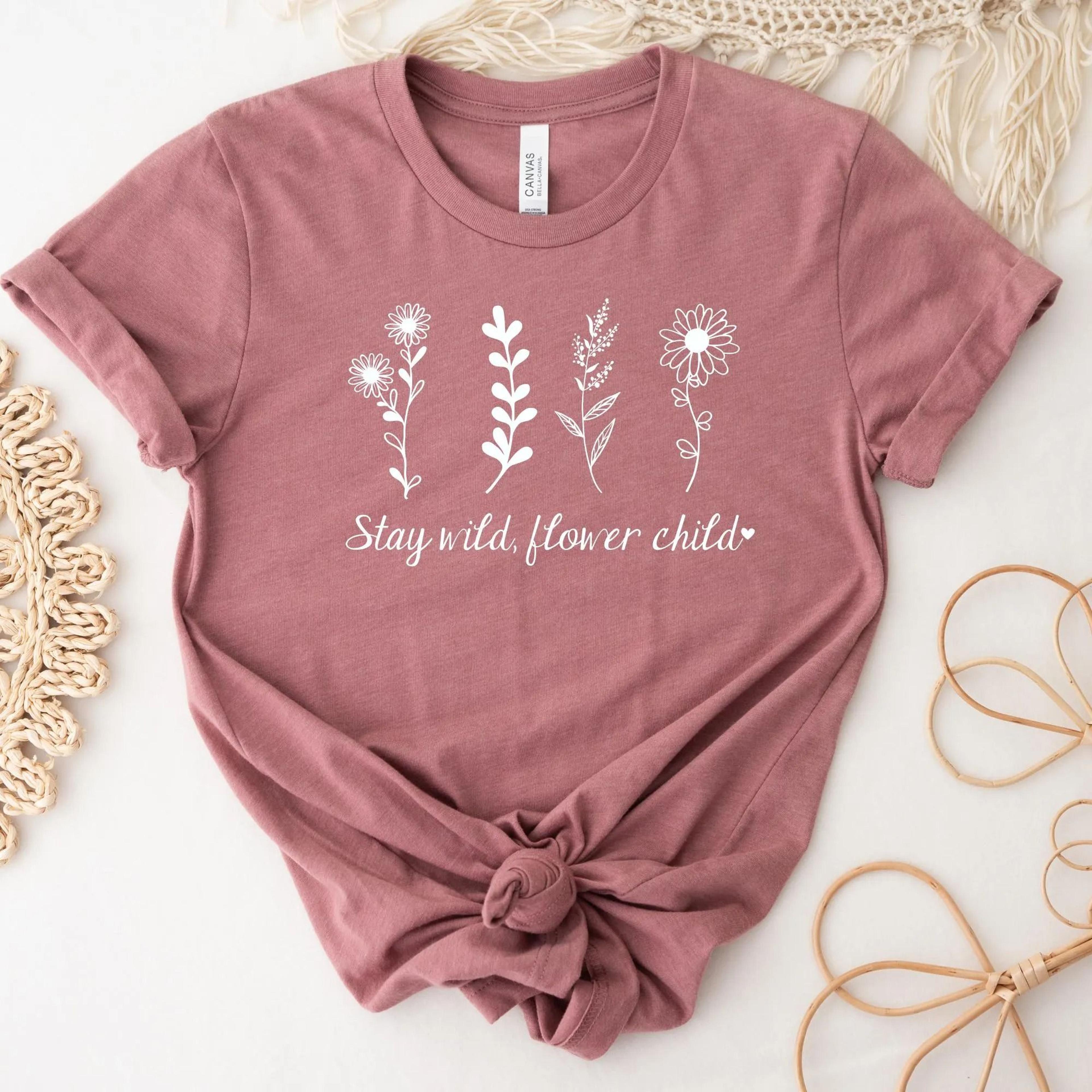 stay wild flower child shirt minimalist floral bella canvas tee