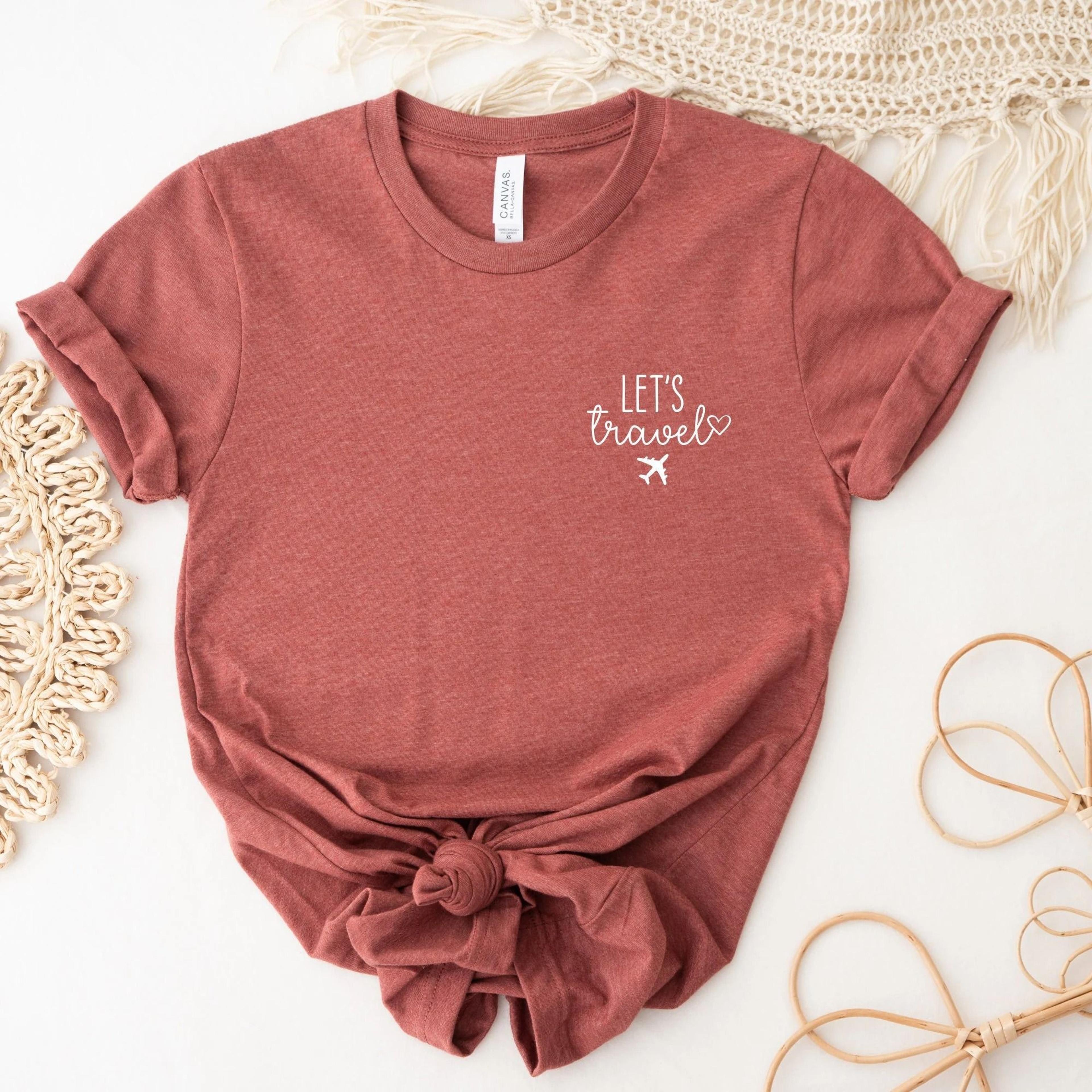 let's travel shirt minimalist pocket design women's vacation tee