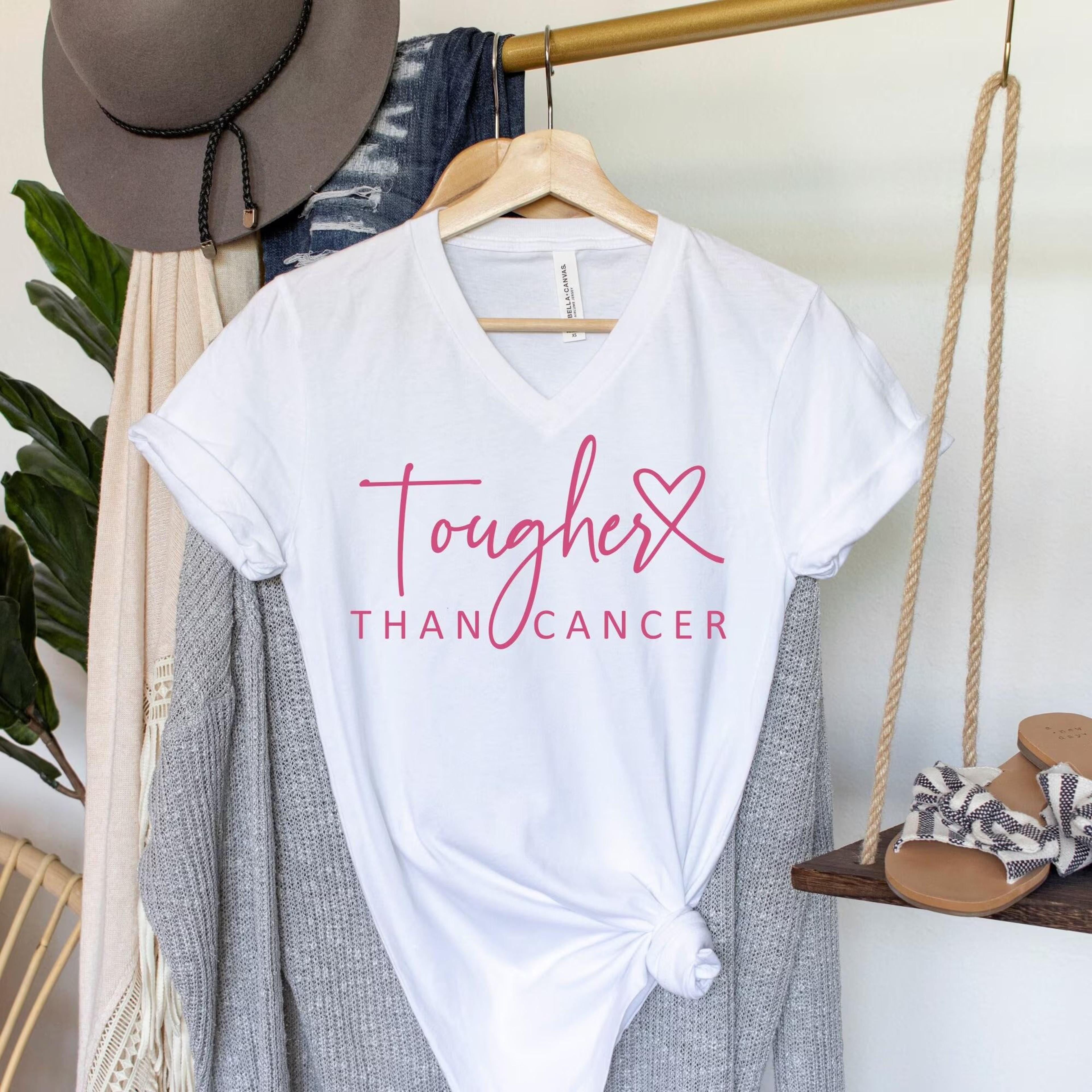 tougher than cancer v-neck shirt breast cancer awareness gift
