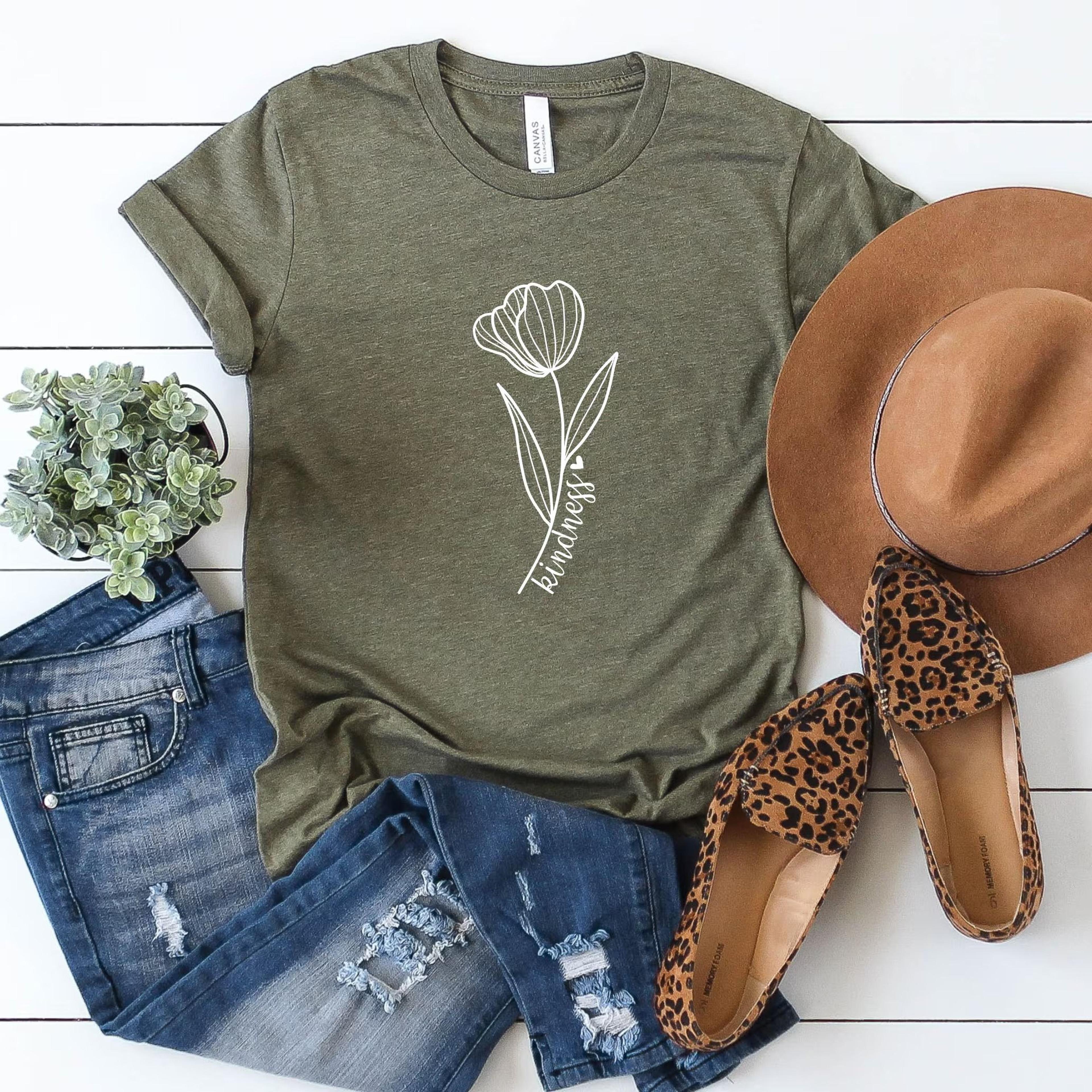 kindness flower shirt botanical print tee spring women's gift