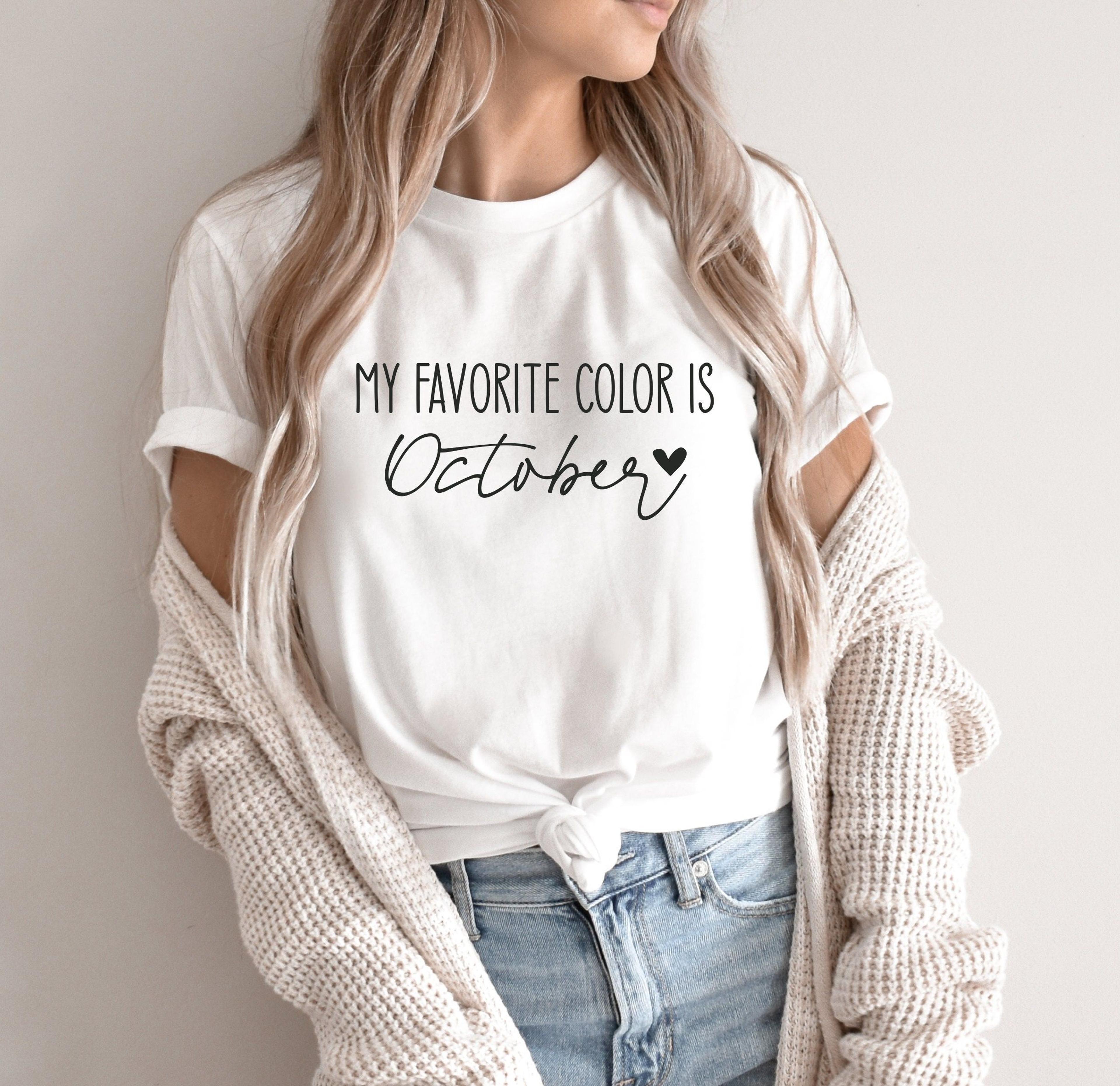 my favorite color is october t-shirt fall women's tee